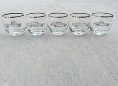 Mid Century Modern Roly Poly Glassware Classic Muscle Cars Vehicles Barware