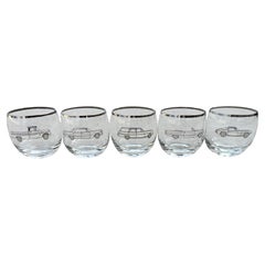 Mid Century Modern Roly Poly Glassware Classic Muscle Cars Vehicles Barware