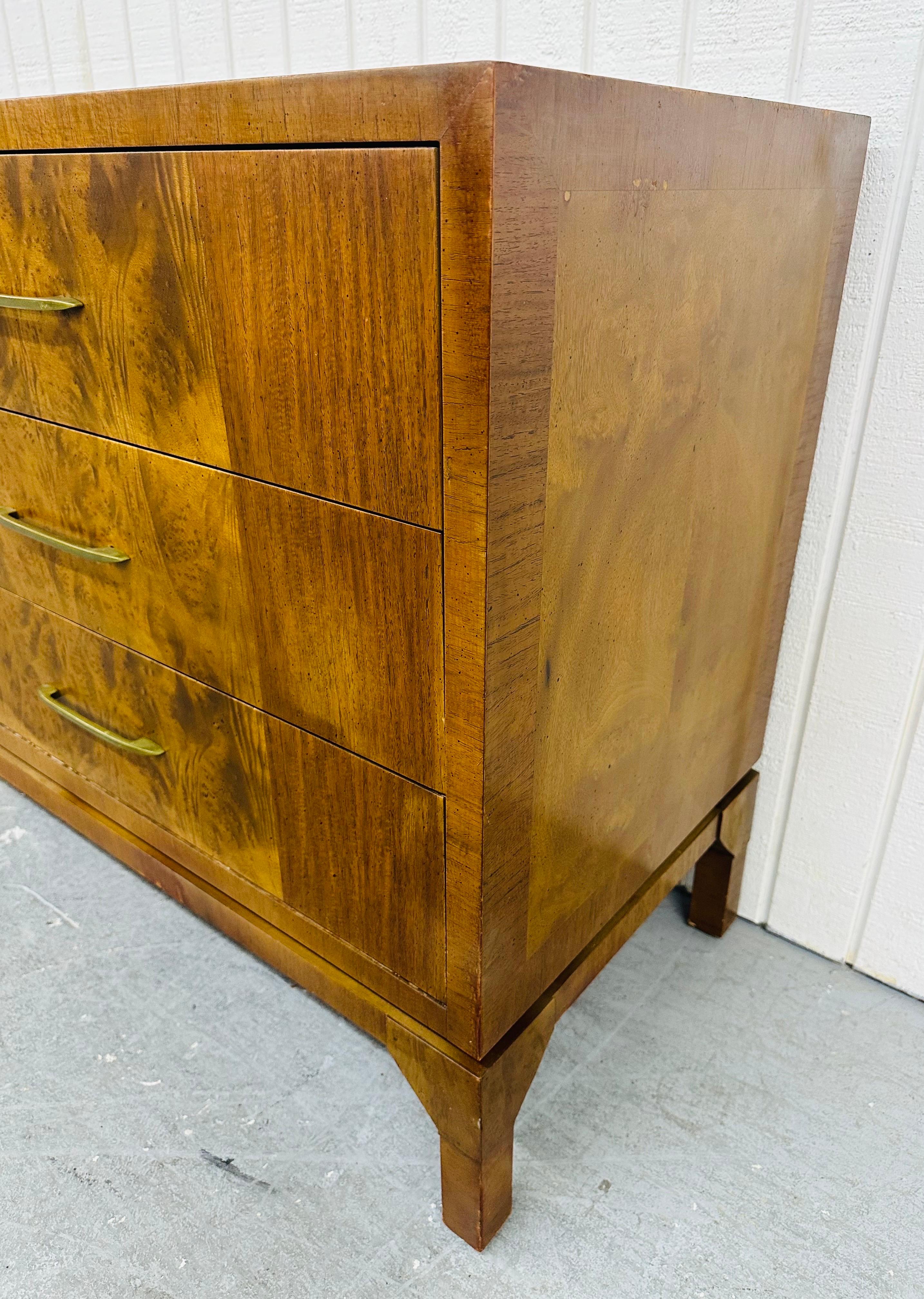 20th Century Mid-Century Modern Rom Weber Burled Wood 9-Drawer Dresser