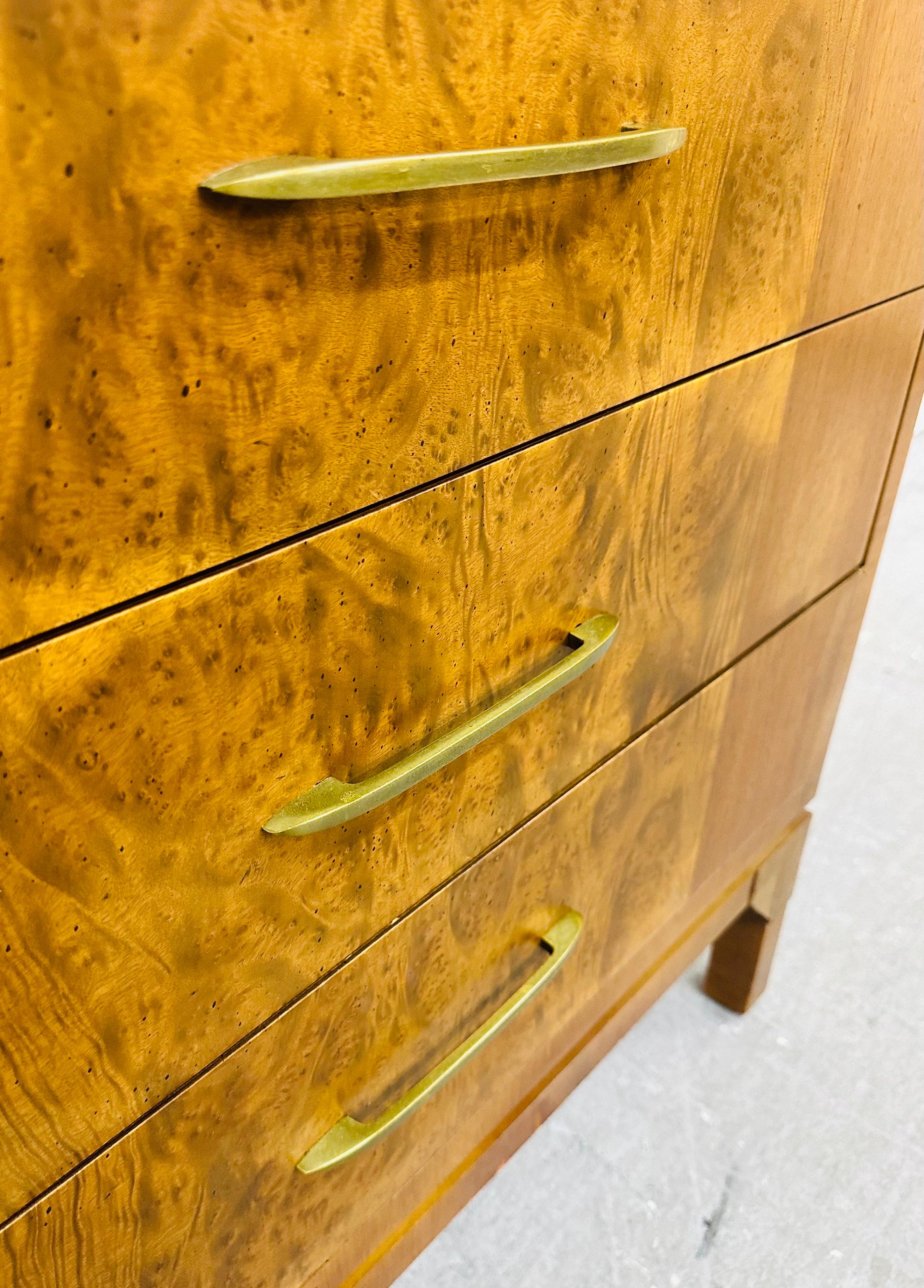 Mid-Century Modern Rom Weber Burled Wood 9-Drawer Dresser 2