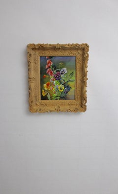 Mid-Century Modern Floral Painting Flowers by Max Dättl, 1960, Vienna