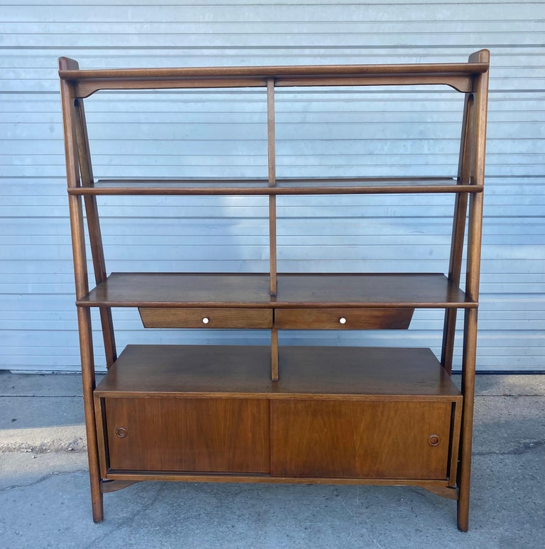 MidCentury Modern Room Divider Bookshelf Credenza American Martinsville Dania at 1stDibs