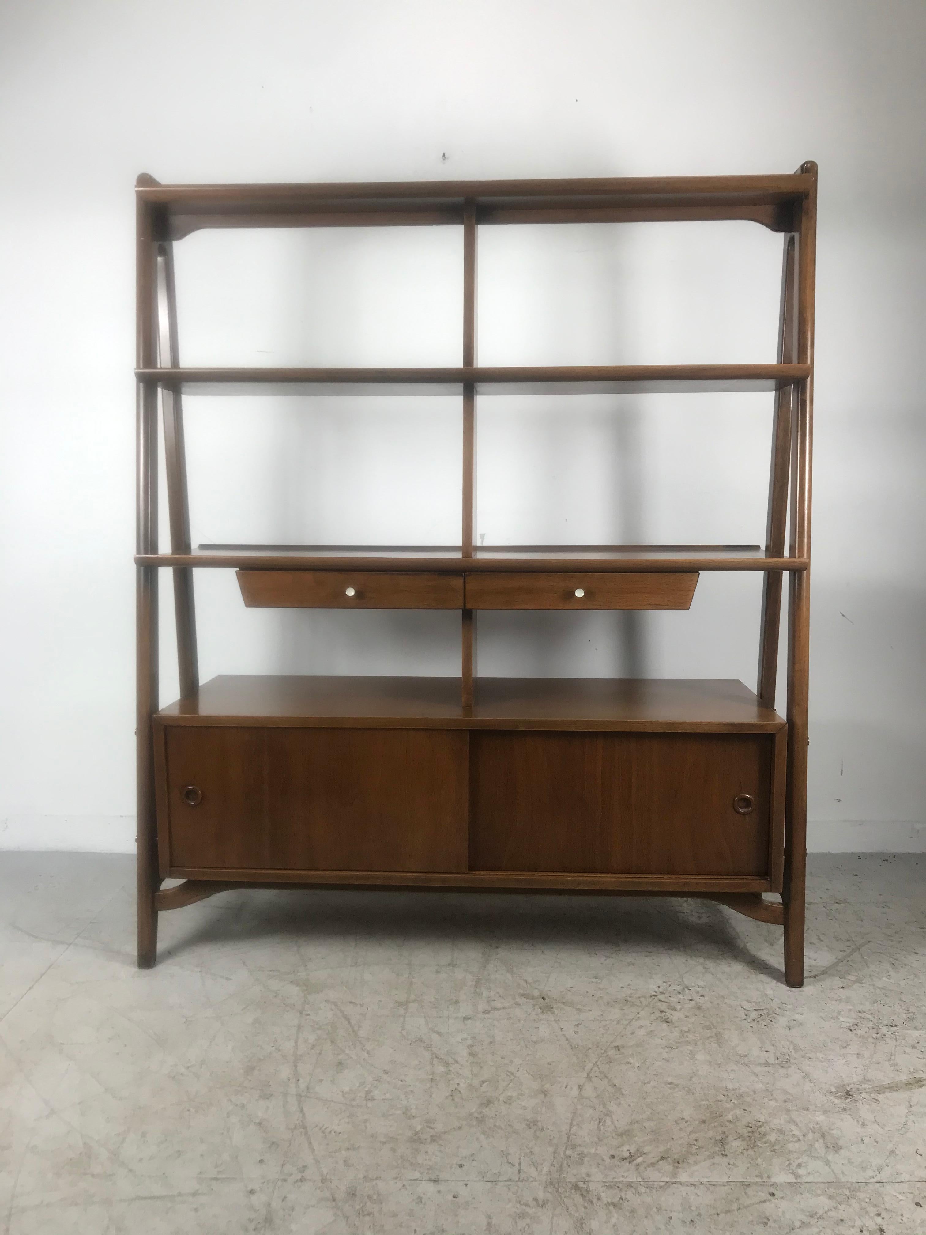 mid century modern room divider shelves