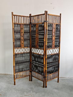 Mid Century Modern Room Divider in Bamboo and Brass, Italy 1970s