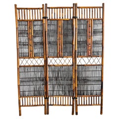 Mid Century Modern Room Divider in Bamboo and Brass, Italy 1970s