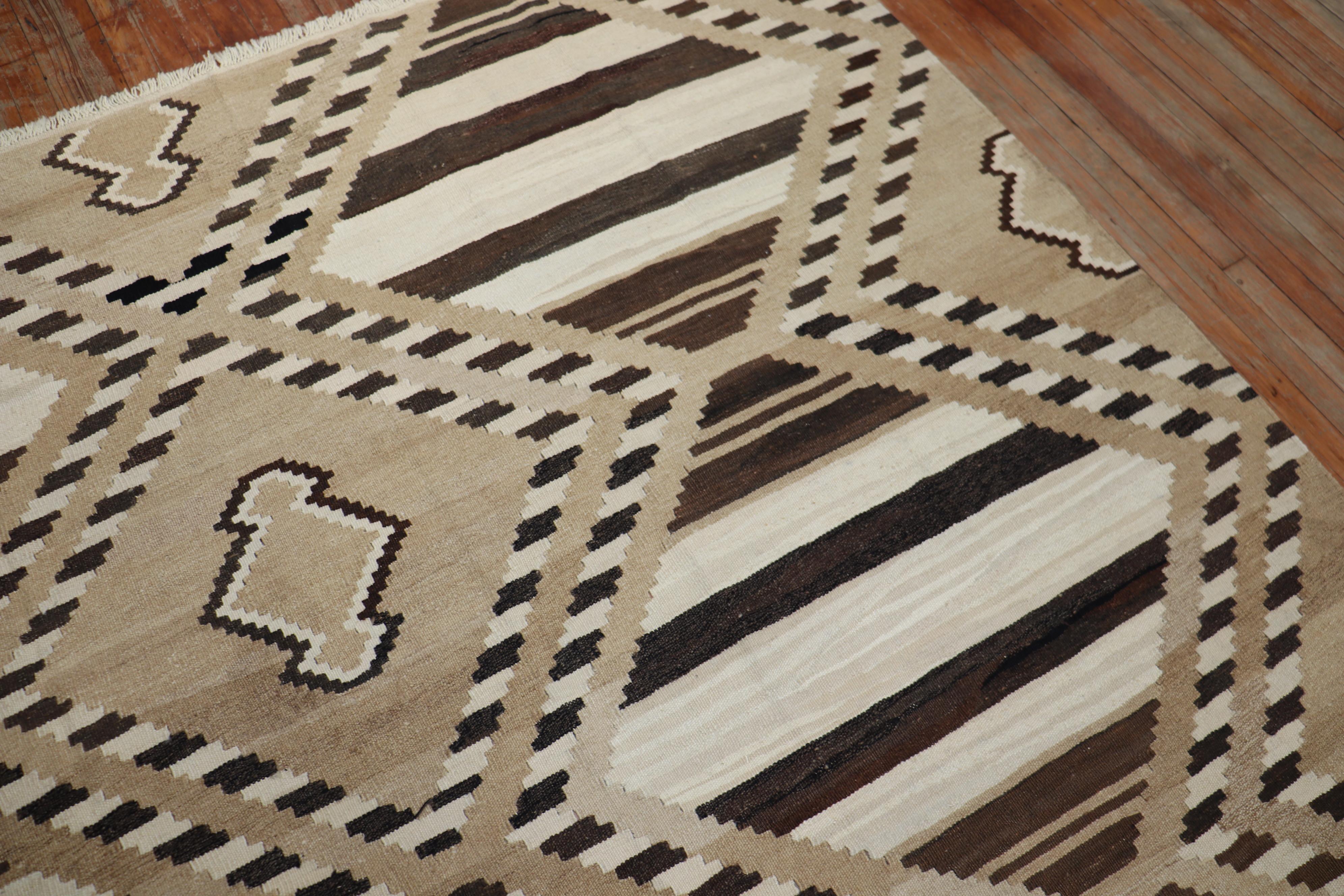 Wool Mid-Century Modern Room Size Turkish Kilim For Sale