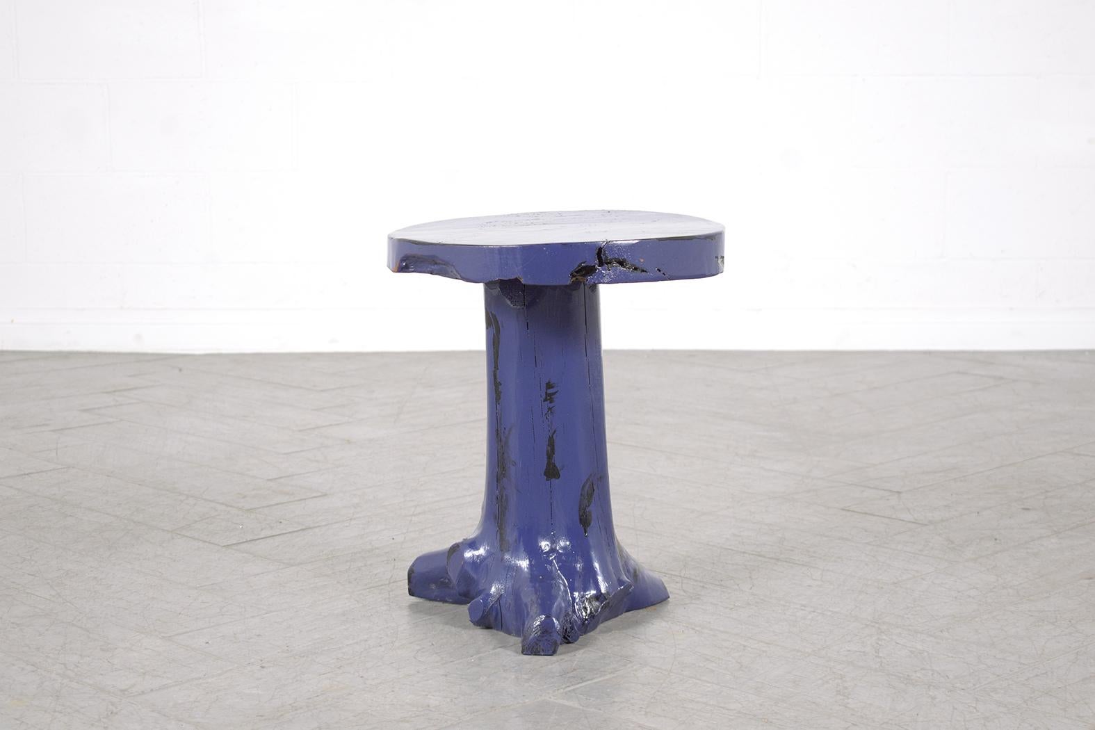 1960s Organic Modern Wood Root Side Table in Purple-Black Lacquer Finish In Good Condition For Sale In Los Angeles, CA