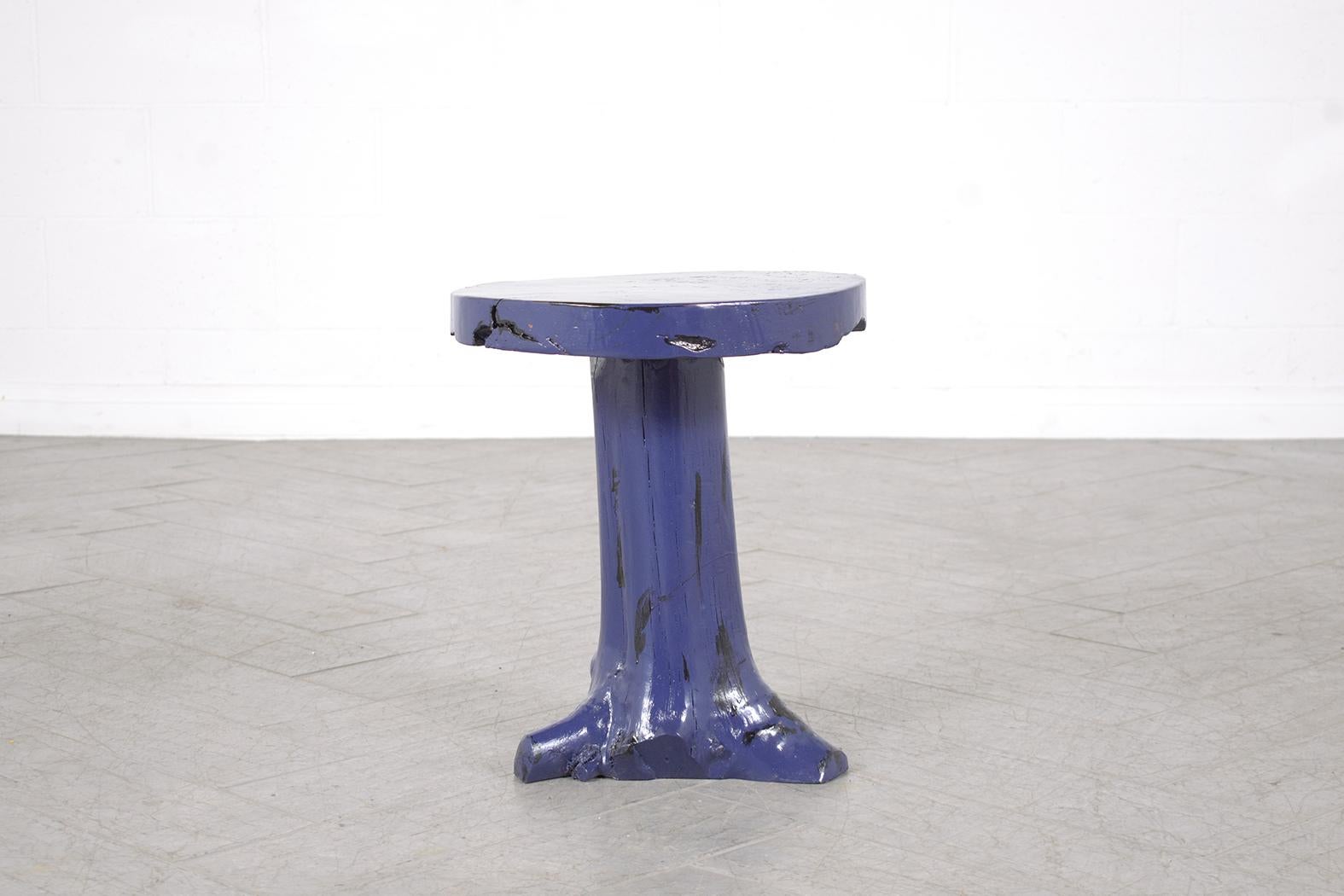 Mid-20th Century 1960s Organic Modern Wood Root Side Table in Purple-Black Lacquer Finish For Sale