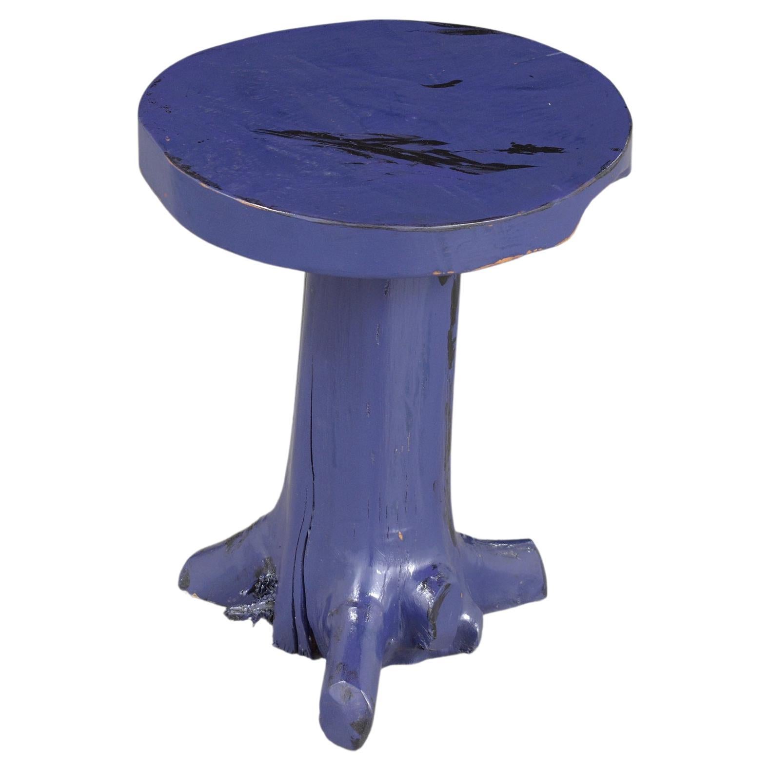 1960s Organic Modern Wood Root Side Table in Purple-Black Lacquer Finish For Sale