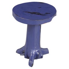 1960s Organic Modern Wood Root Side Table in Purple-Black Lacquer Finish