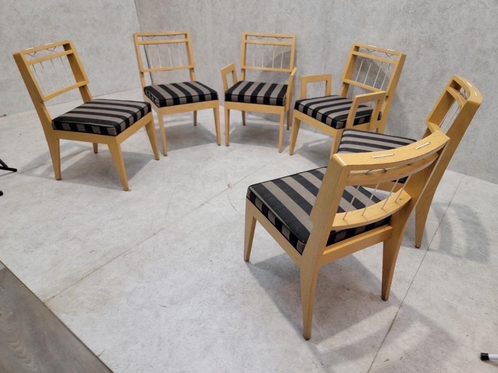 *** Shipping is NOT Free, please read below how to get a shipping quote. 

Vintage Mid Century Modern Blonde Wood and Rope Back Dining Chairs By Edward Wormley for Drexel - Set of 6

Vintage MCM rare Edward Wormley designed set of 6 clean lined,