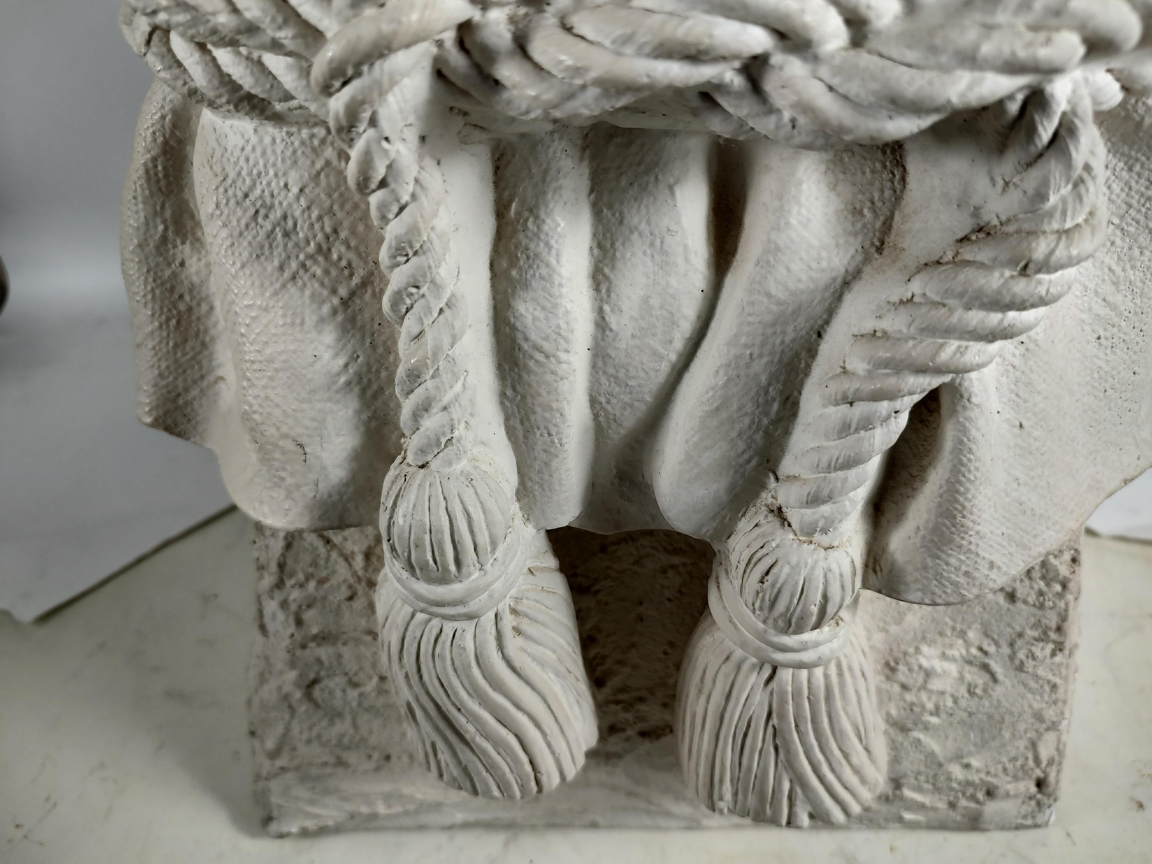 American Mid-Century Modern Rope & Tassel Plaster Side Table Style of John Dickinson