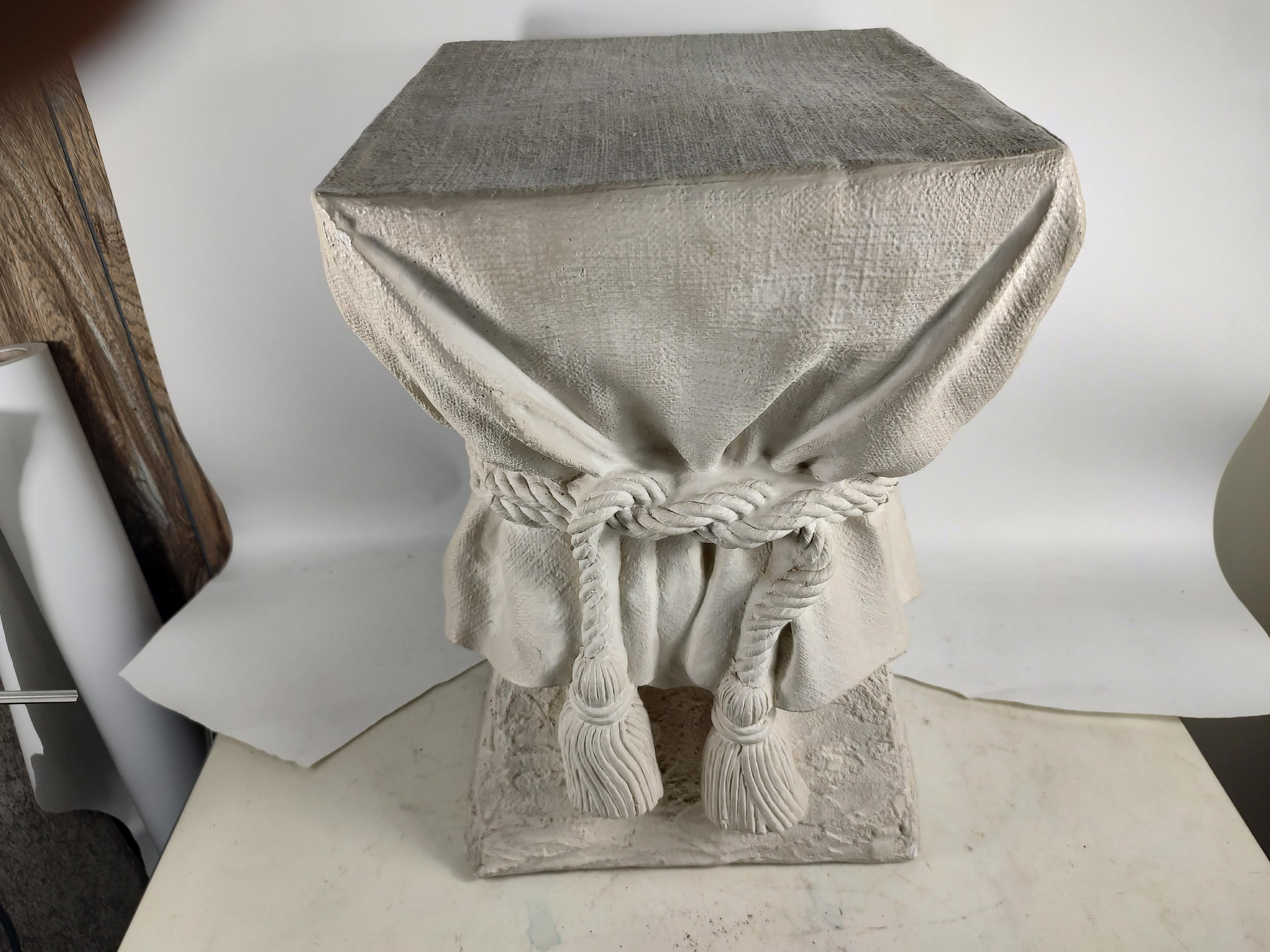 Mid-Century Modern Rope & Tassel Plaster Side Table Style of John Dickinson In Good Condition In Port Jervis, NY