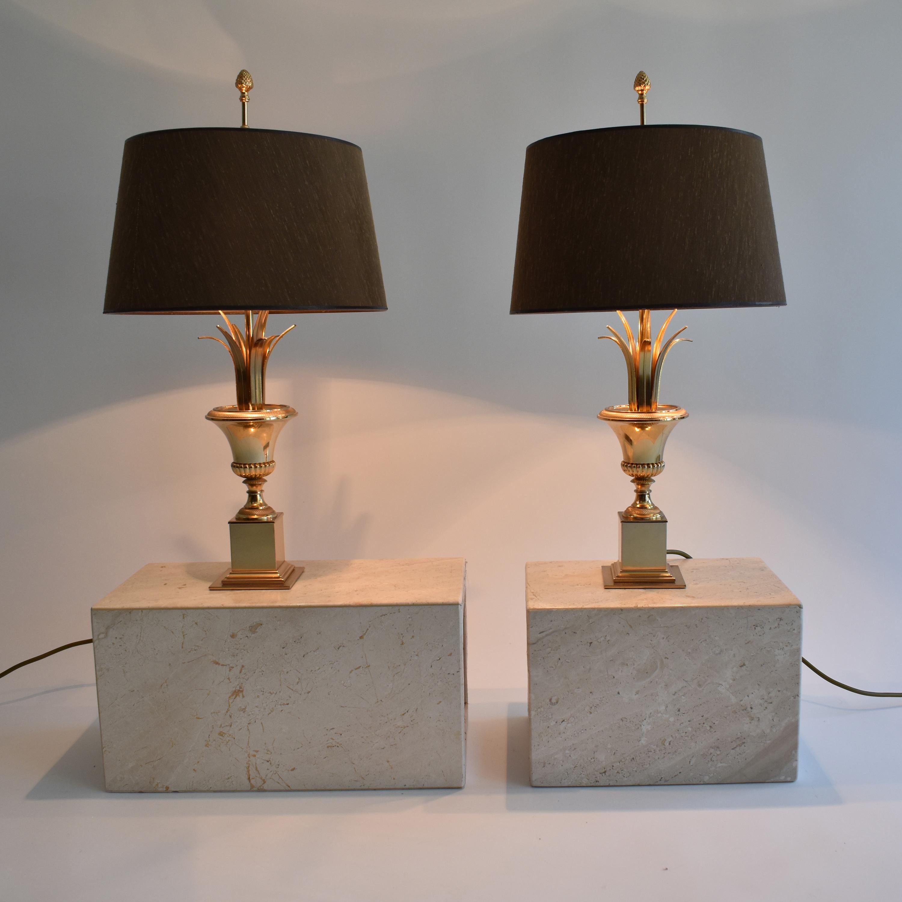 Set of two brass table lamps 