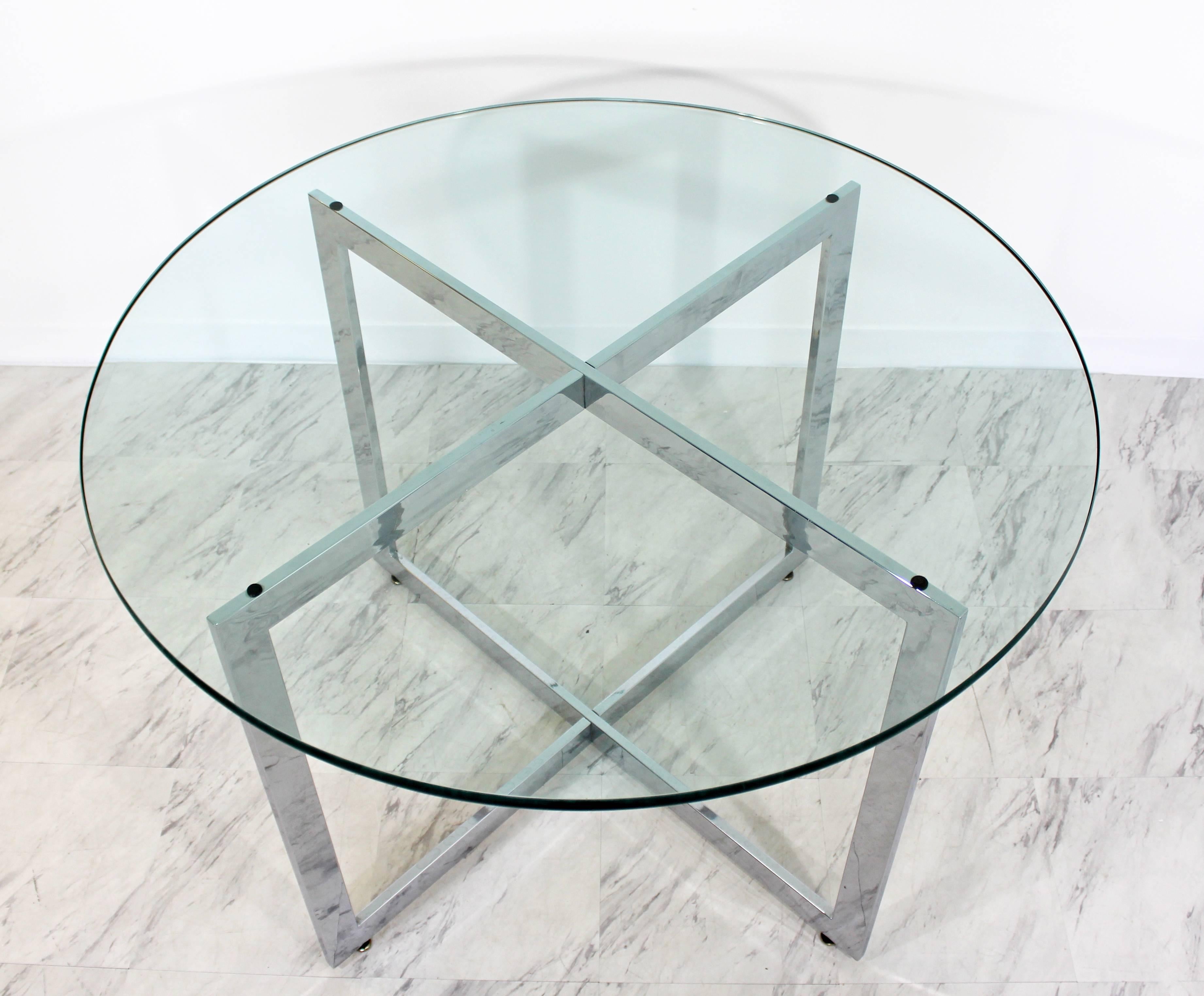 American Mid-Century Modern Rosen Pace Chrome Base Glass Top Dining Dinette Table