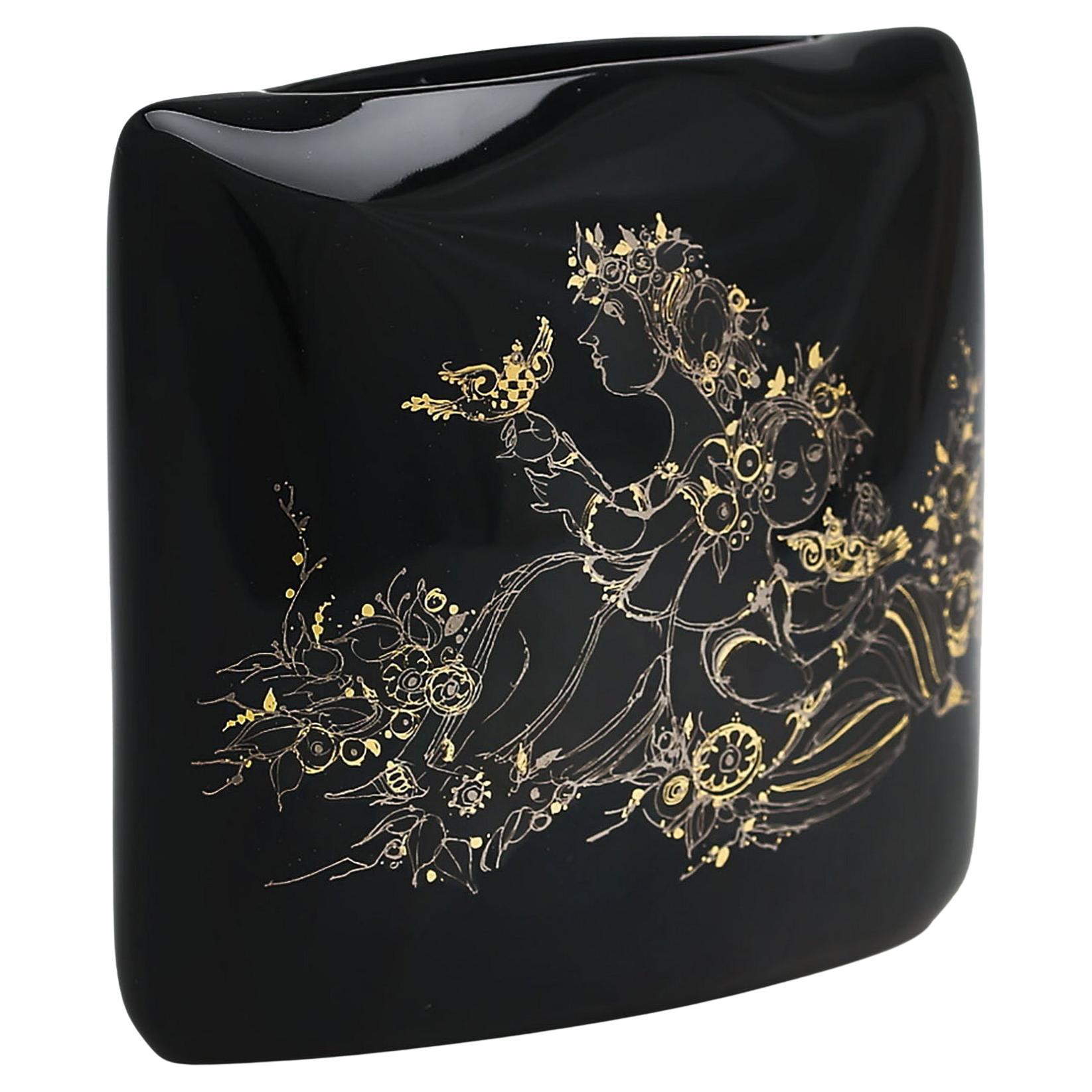 Vaso in porcellana noire di Rosenthal Björn Wiinblad, metà del secolo scorso