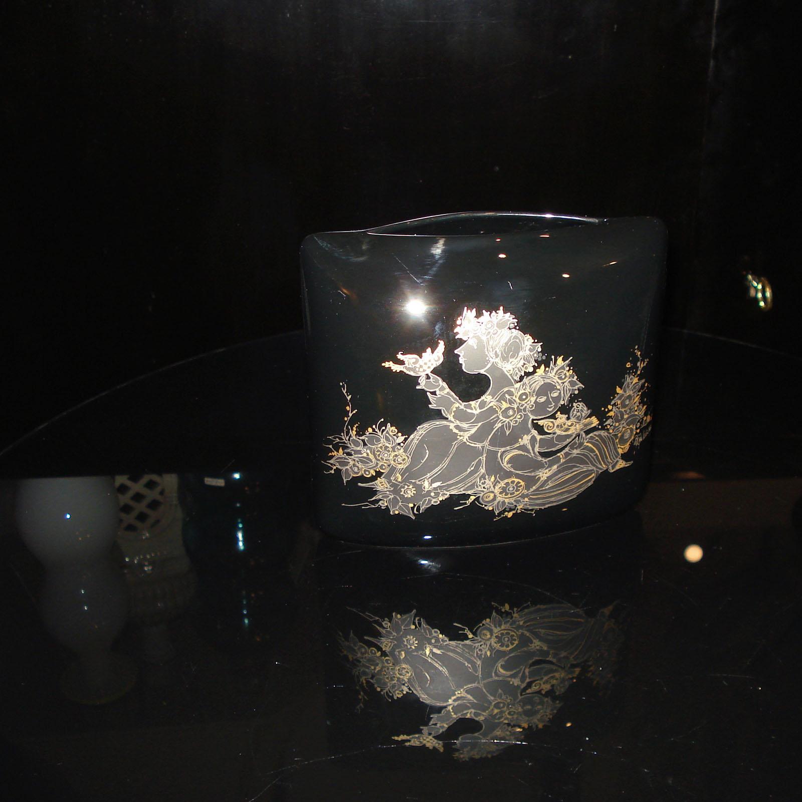 Mid-Century Modern Rosenthal Björn Wiinblad Porcelain Noire Vase For Sale 7