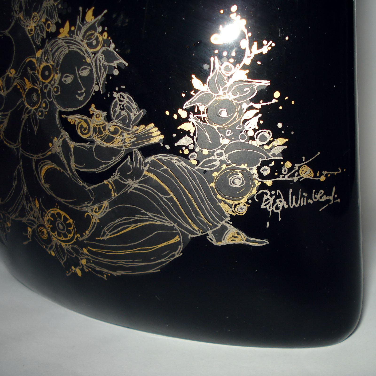 Mid-Century Modern Rosenthal Björn Wiinblad Porcelain Noire Vase For Sale 4