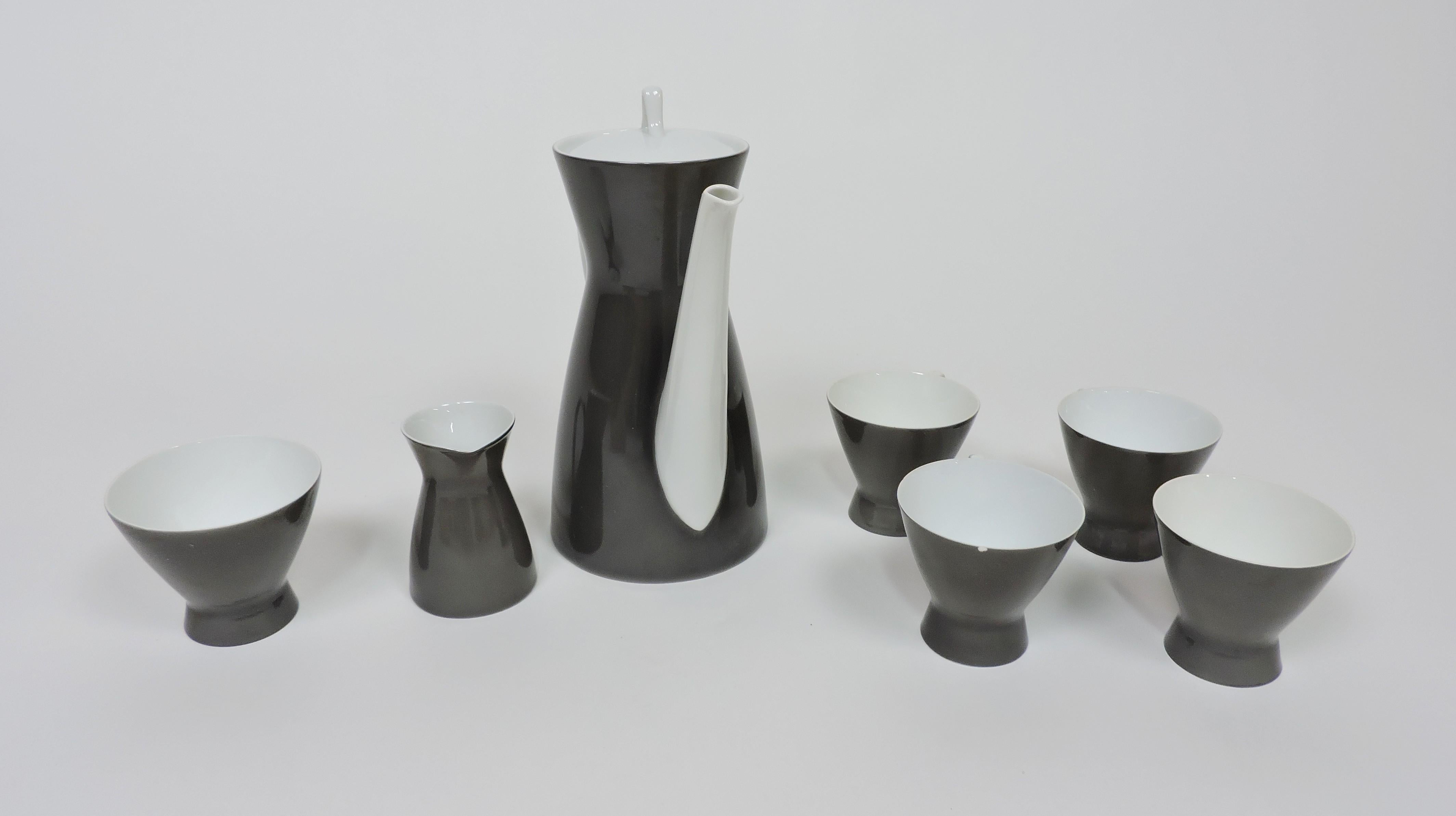Tedesco Set da caffè di metà secolo Rosenthal Raymond Loewy Form 2000 Secunda Grau in vendita