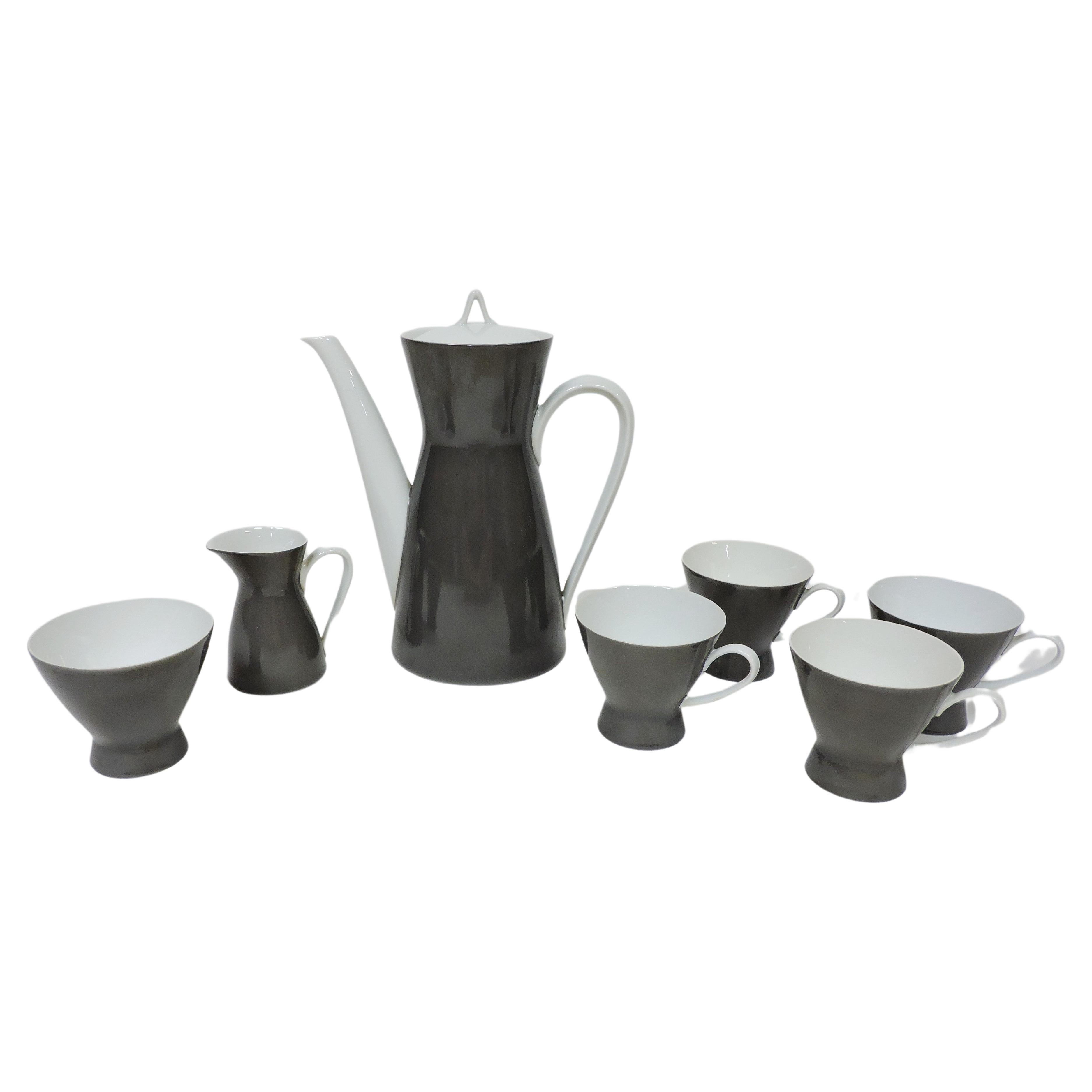 Moderno de mediados de siglo Juego de café Rosenthal Raymond Loewy Form 2000 Secunda Grau