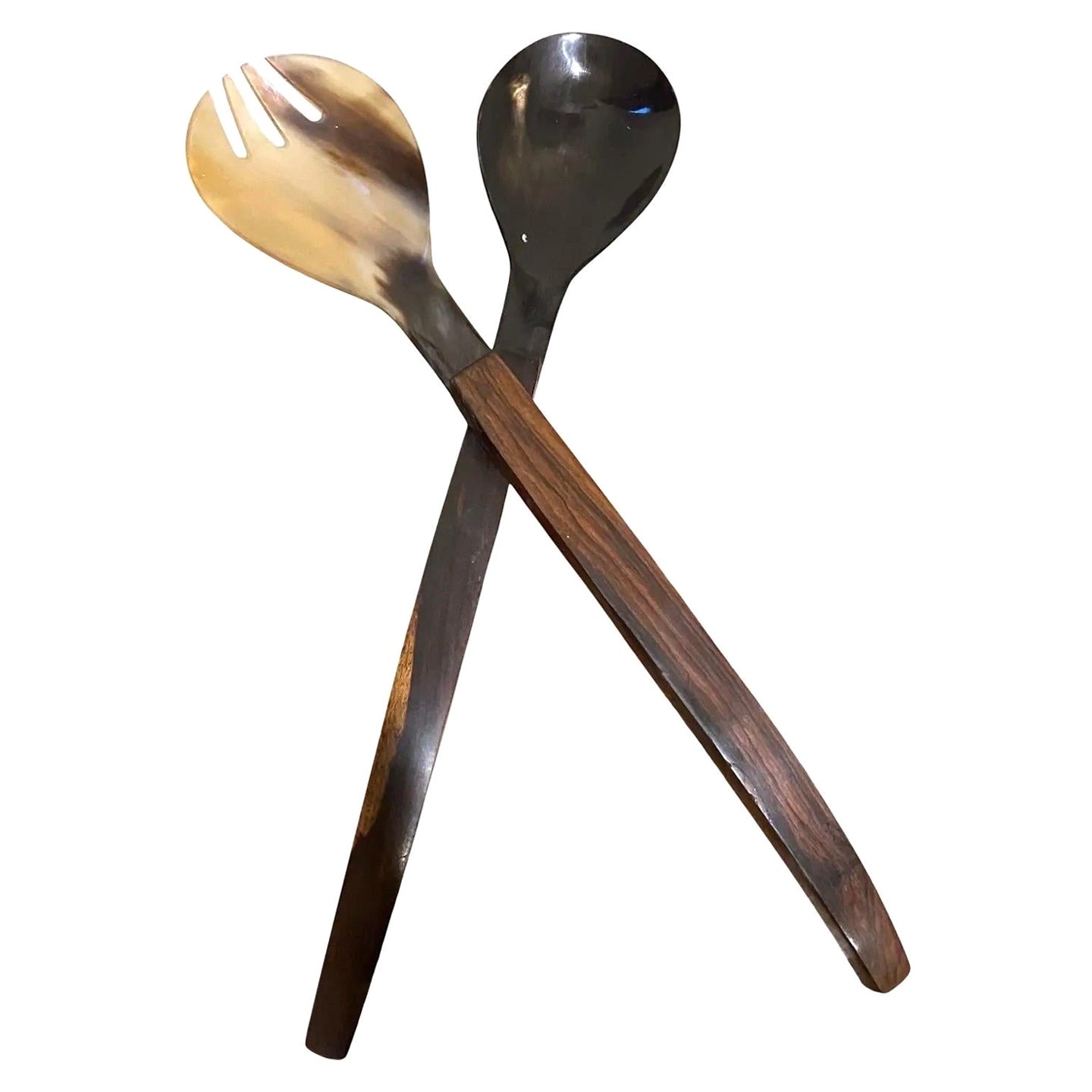 Couverts à salade en bois de rose et bakélite The Moderns en vente