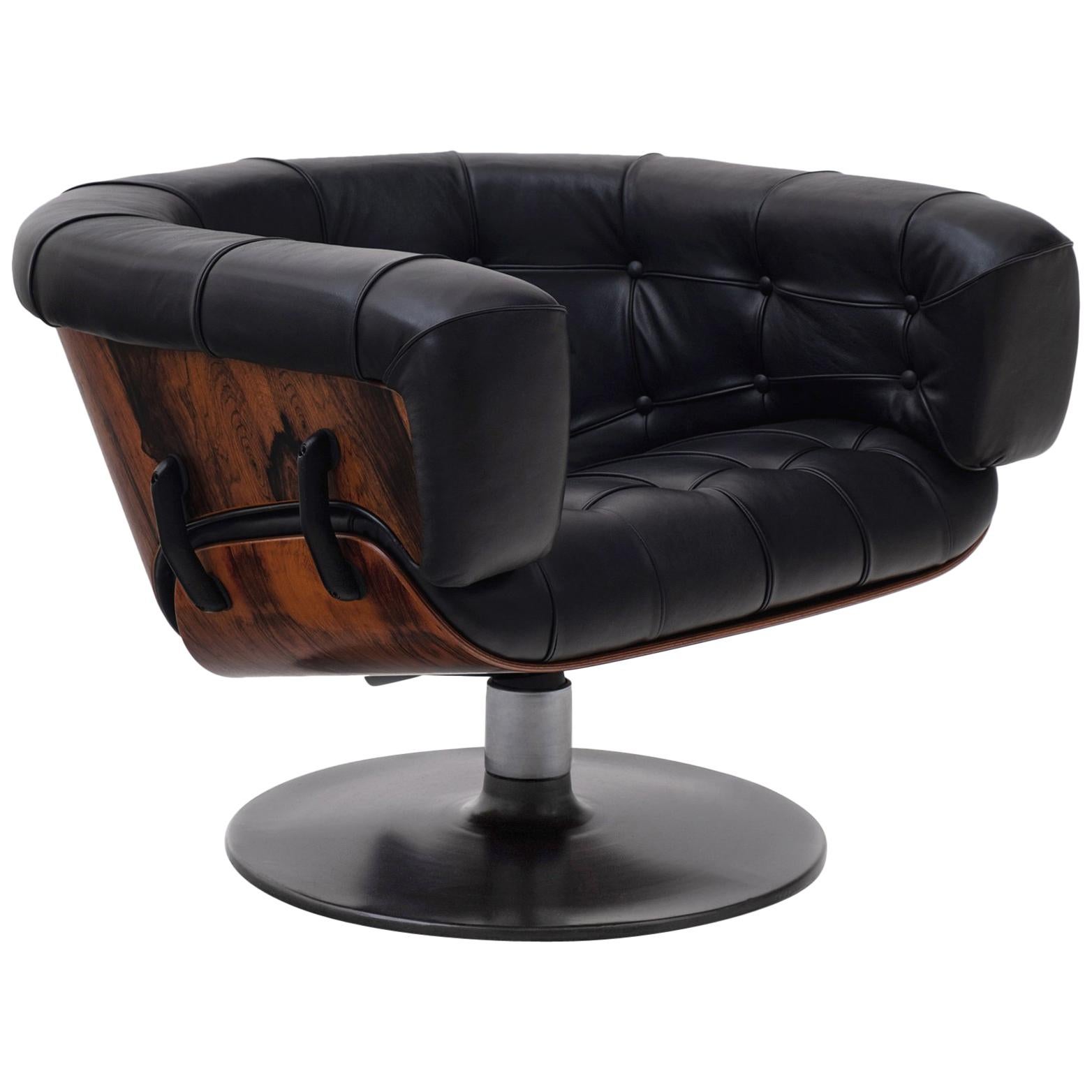 Mid-Century Modern Rosewood and Black Leather Lounge Chair by Martin Grierson