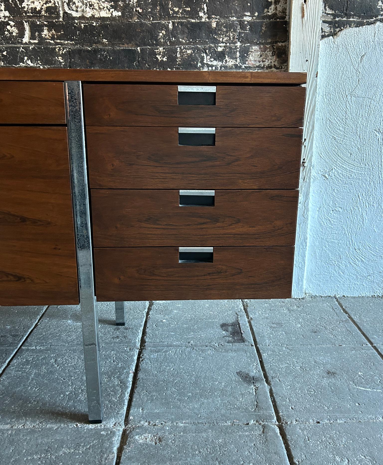 Mid-Century Modern Mid century Modern Rosewood and chrome credenza by Roger Sprunger Dunbar For Sale
