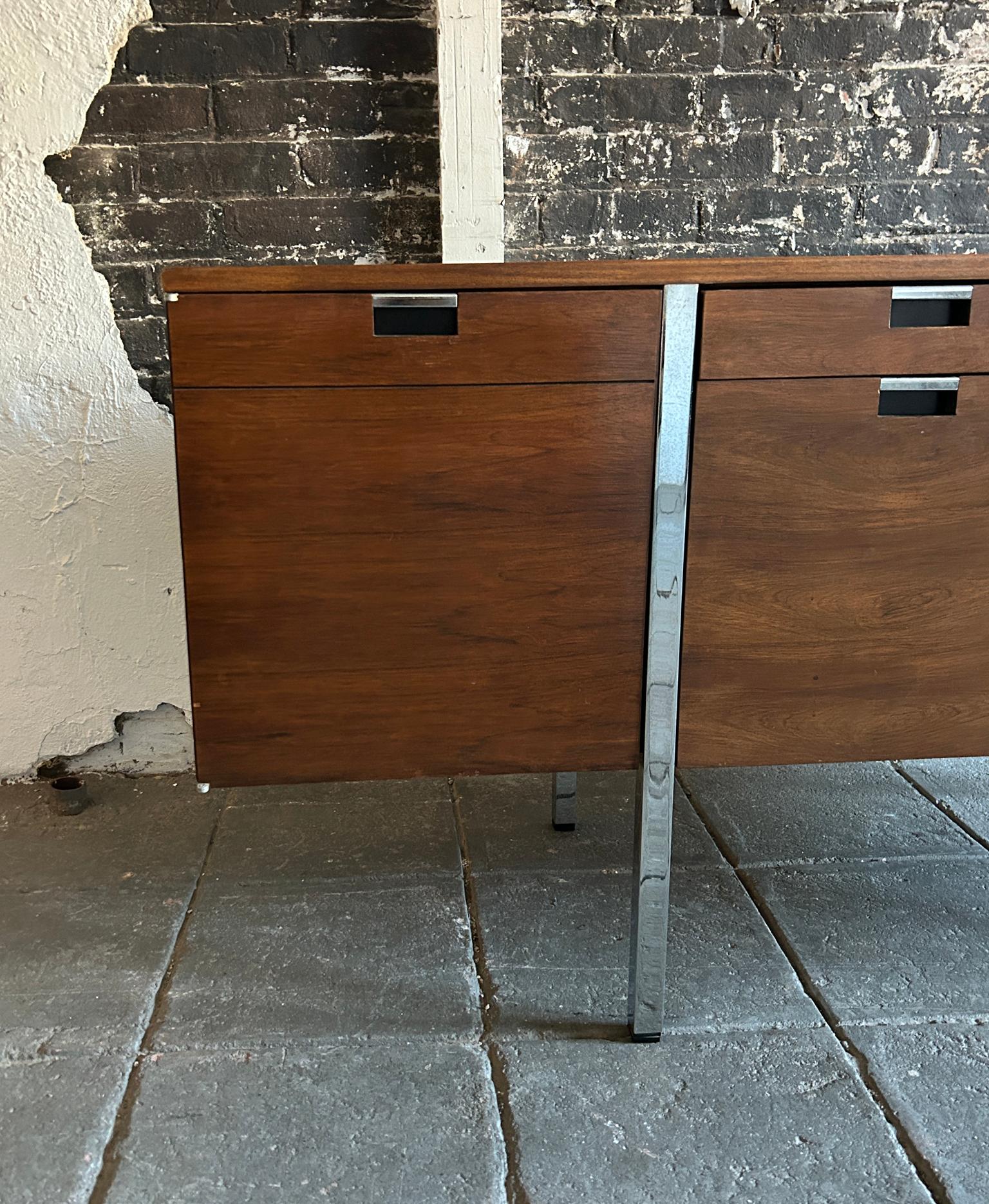 Woodwork Mid century Modern Rosewood and chrome credenza by Roger Sprunger Dunbar For Sale