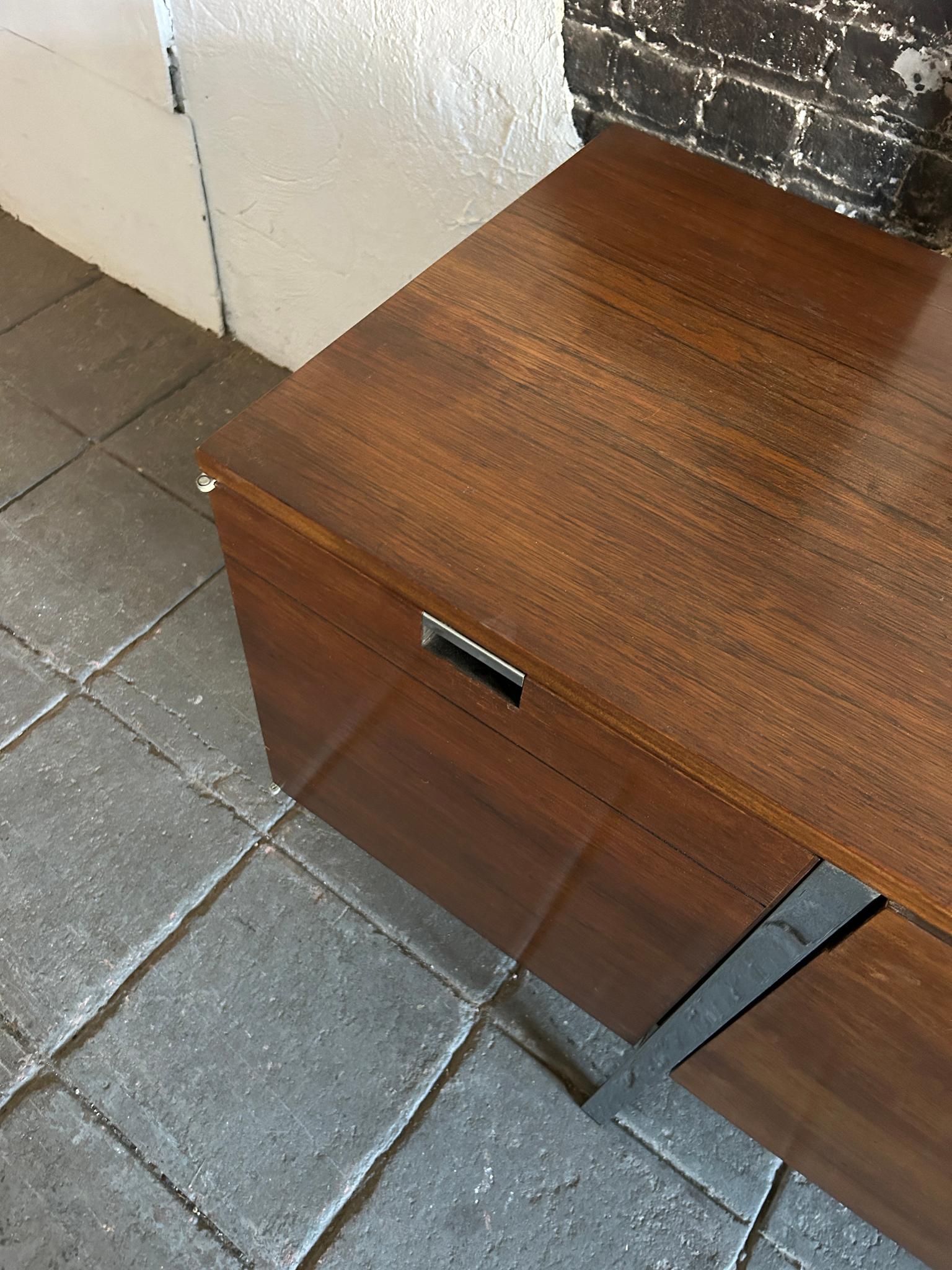 Mid century Modern Rosewood and chrome credenza by Roger Sprunger Dunbar In Good Condition For Sale In BROOKLYN, NY
