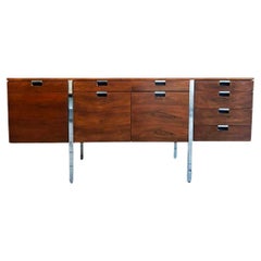 Retro Mid century Modern Rosewood and chrome credenza by Roger Sprunger Dunbar