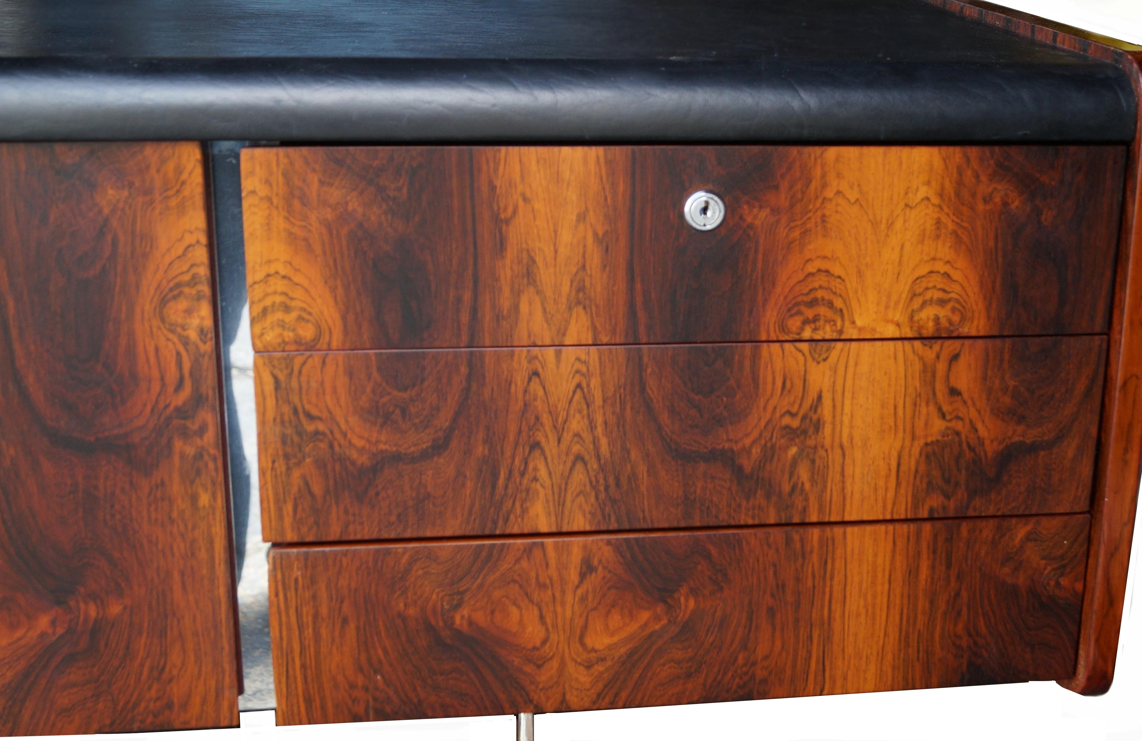 Mid-Century Modern Rosewood and Chrome Credenza by Ste. Marie & Laurent, Buffet In Good Condition In Wayne, NJ