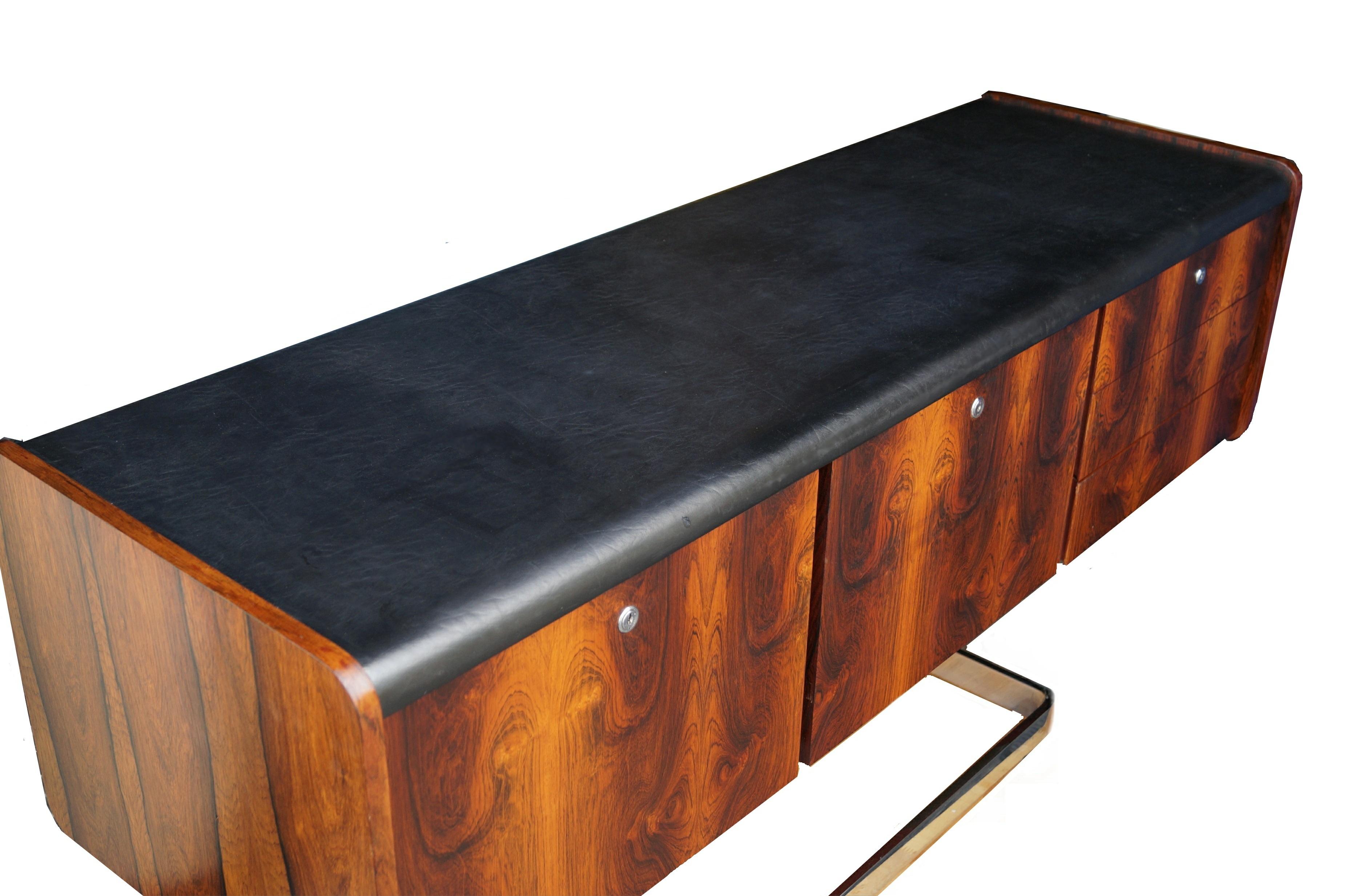 Mid-Century Modern Rosewood and Chrome Credenza by Ste. Marie & Laurent, Buffet 2