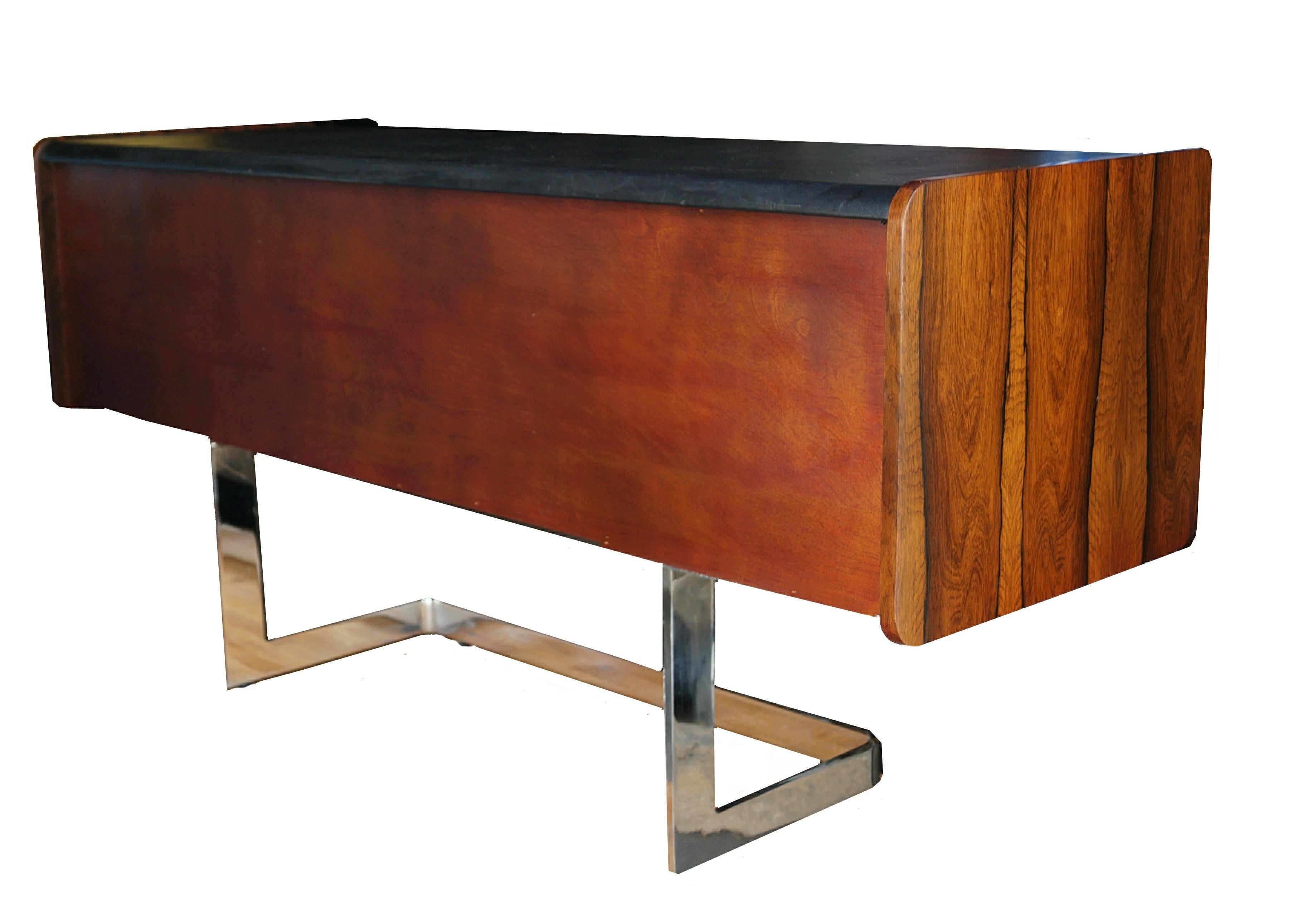 Mid-Century Modern Rosewood and Chrome Credenza by Ste. Marie & Laurent, Buffet 3