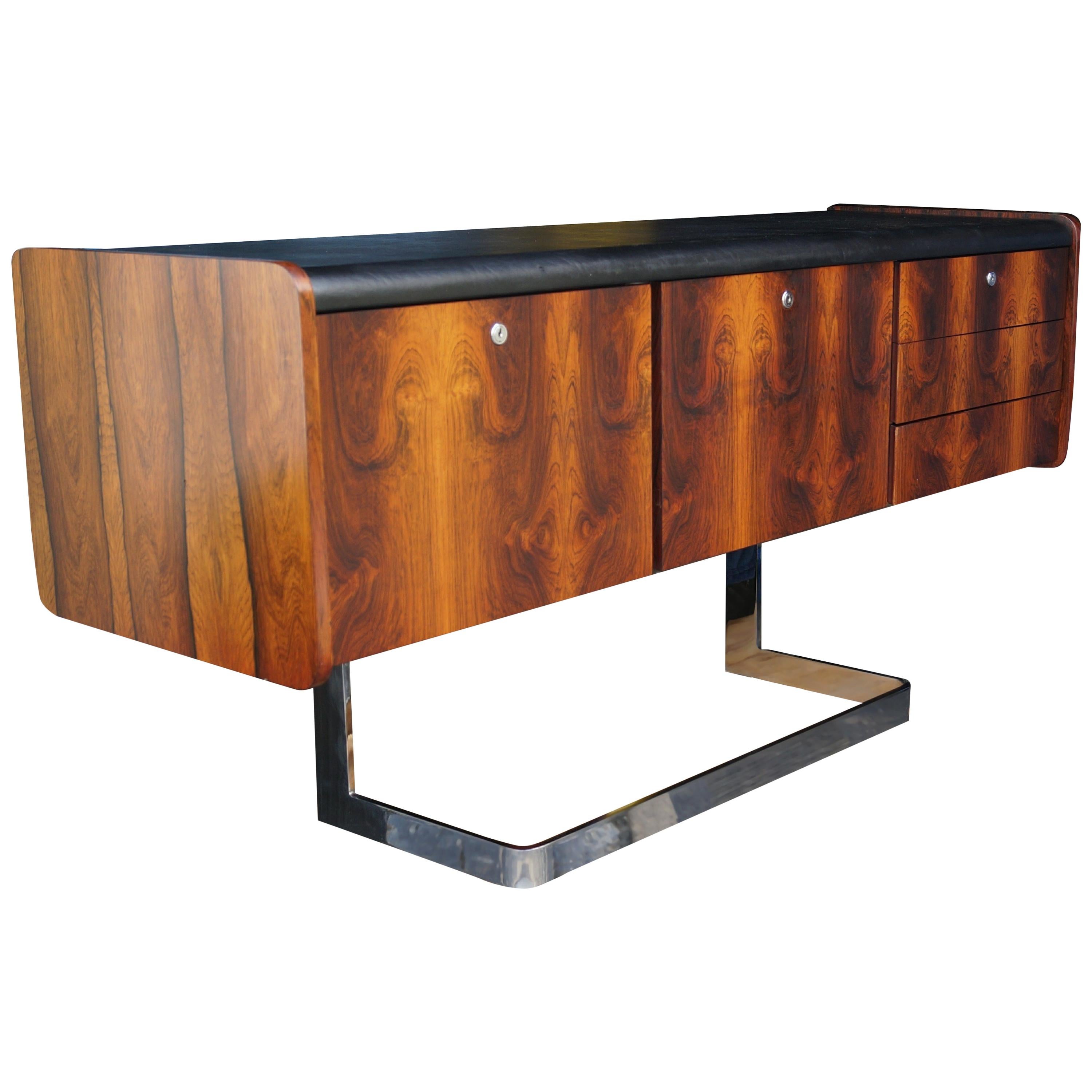 Mid-Century Modern Rosewood and Chrome Credenza by Ste. Marie & Laurent, Buffet