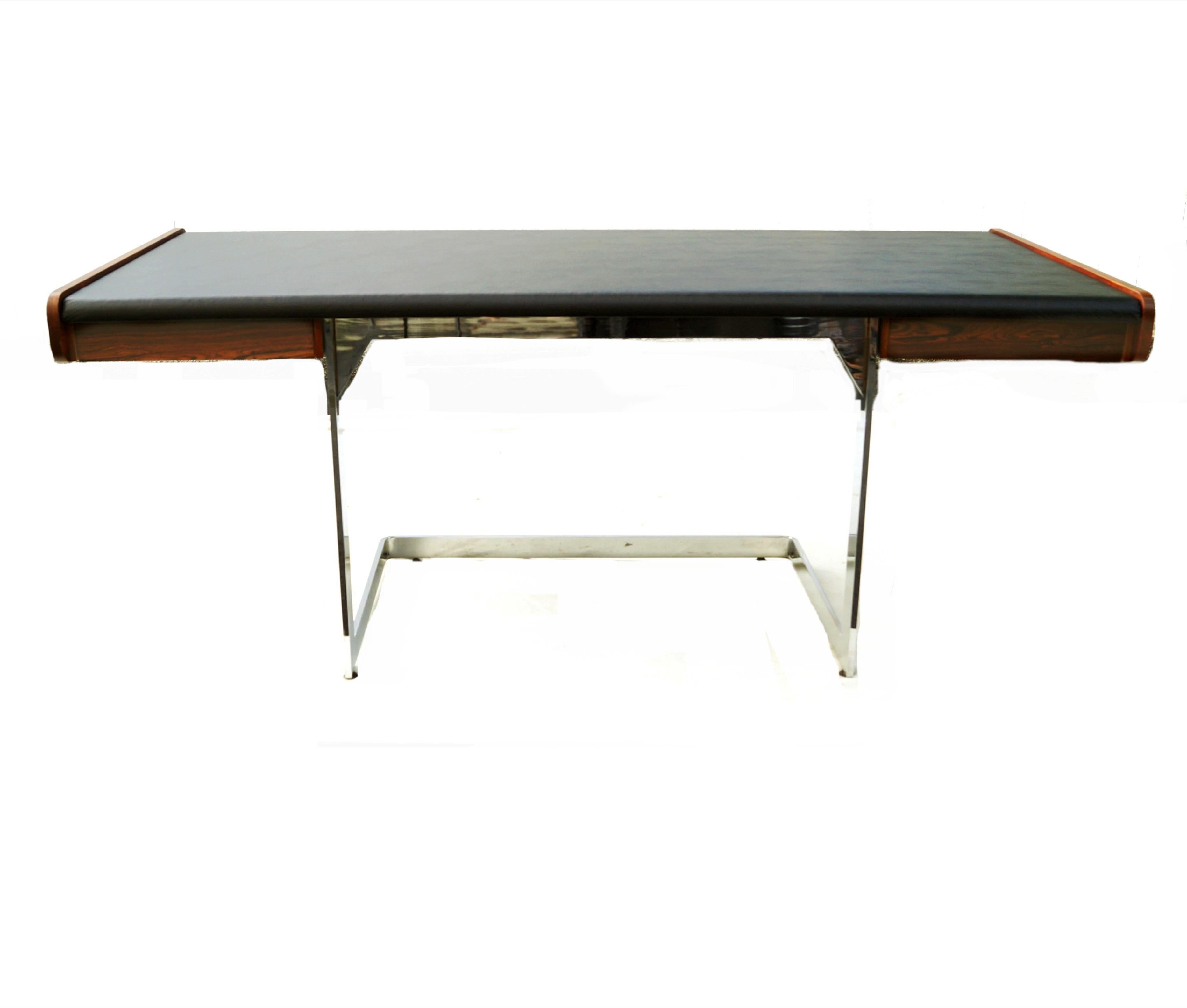 Mid-Century Modern Rosewood and Chrome Desk by Ste. Marie & Laurent In Good Condition In Wayne, NJ