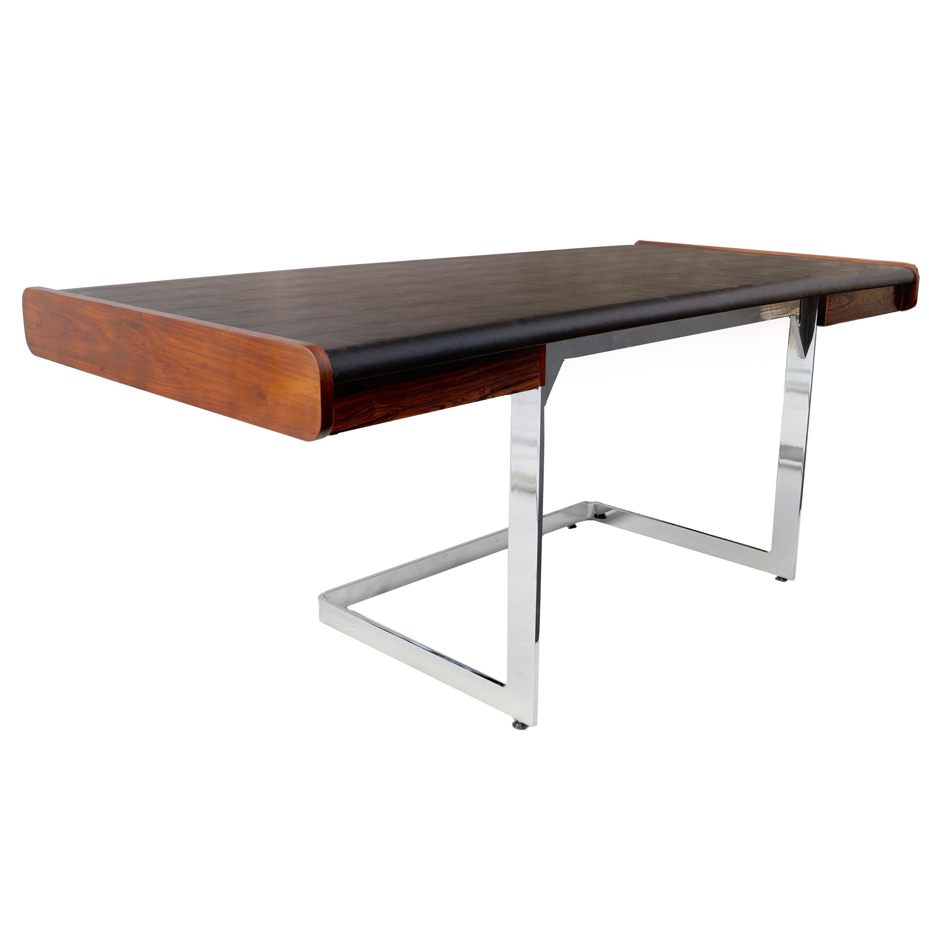 Mid-Century Modern Rosewood and Chrome Desk by Ste. Marie & Laurent