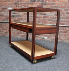 Mid-Century Modern Rosewood and Cork Bar Cart by Roger Sprunger for Dunbar