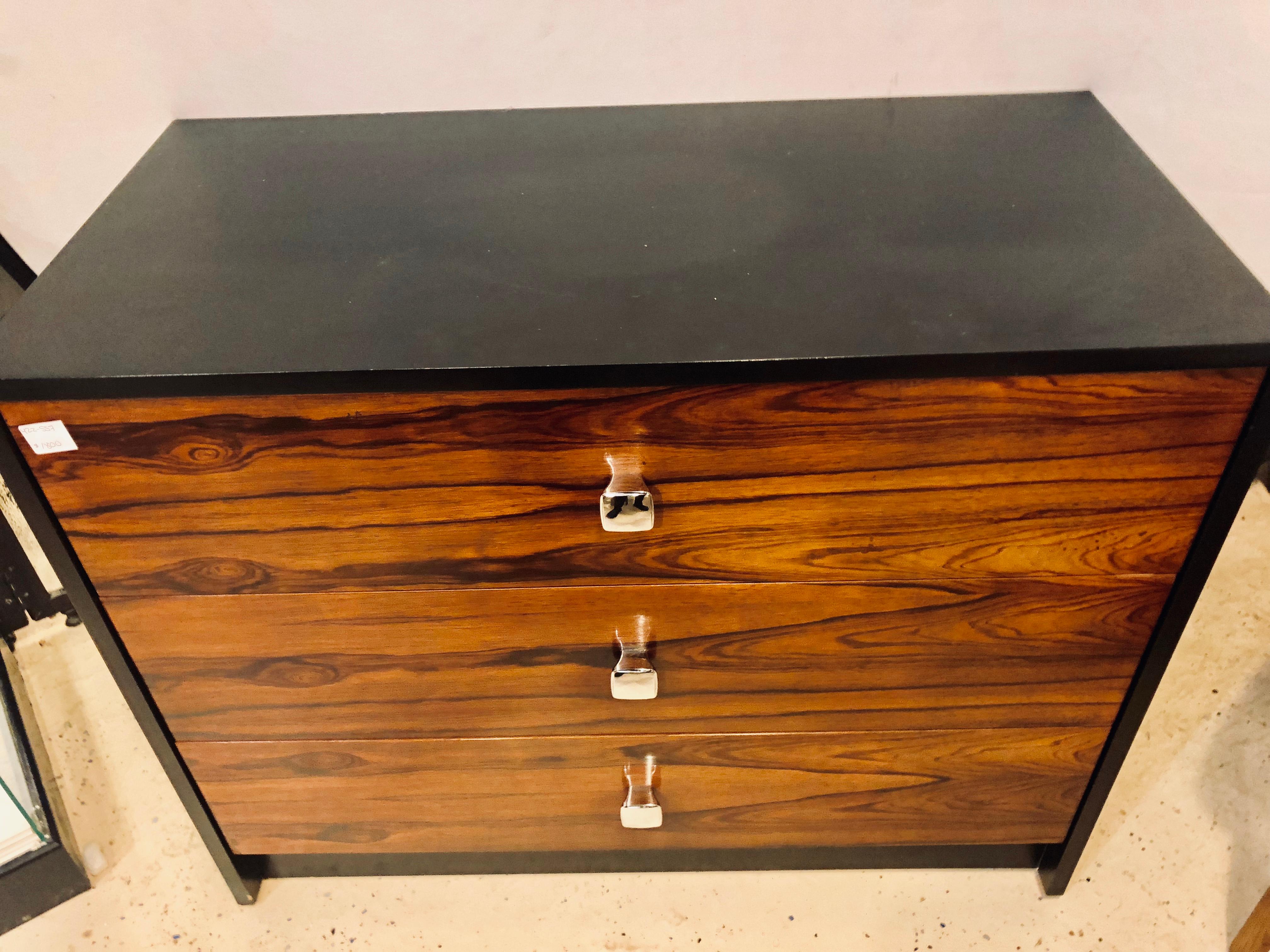 Mid-Century Modern Rosewood and Ebony Commode / Chest or Nightstand Baughman (Hollywood Regency)