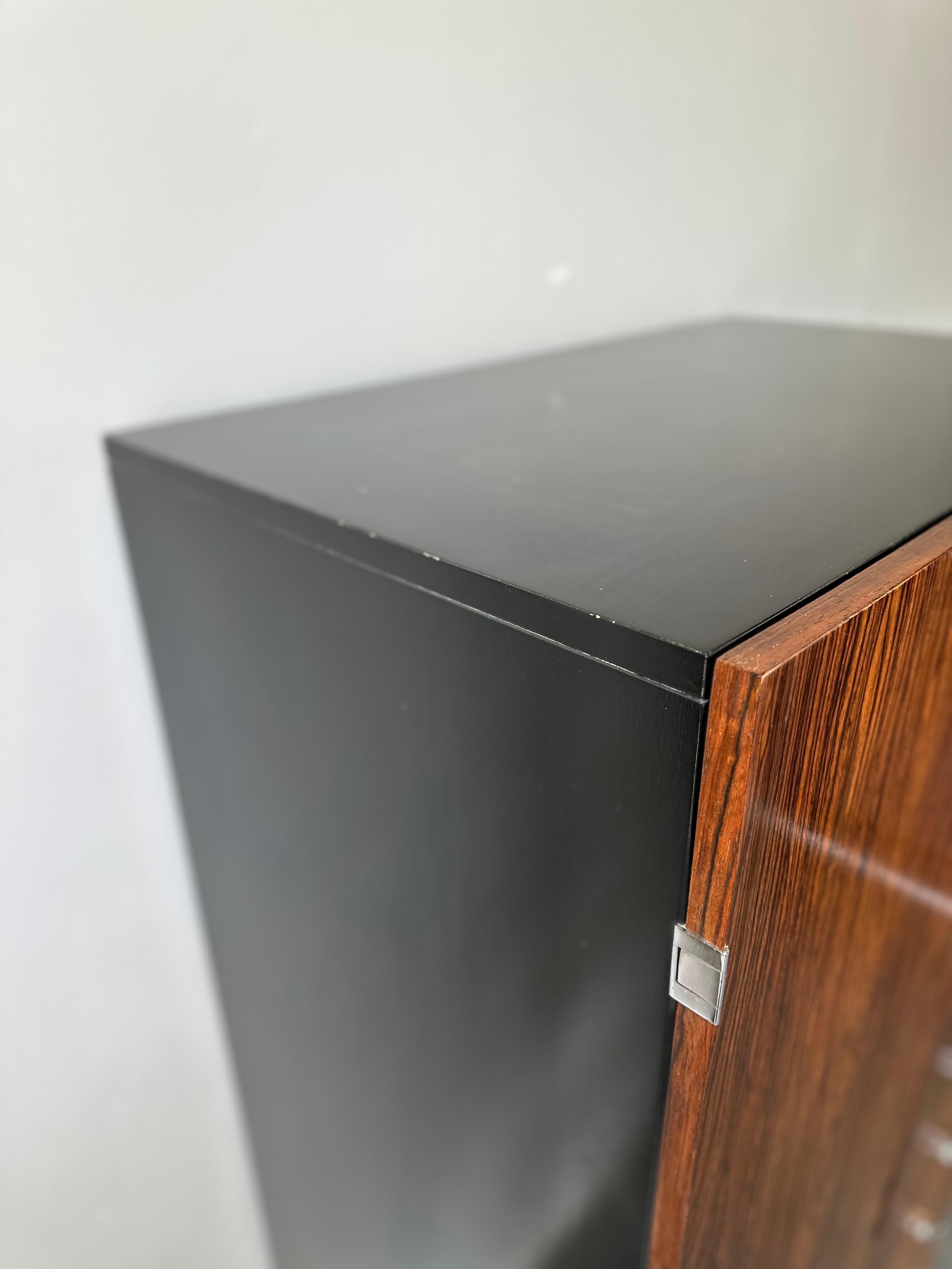 Woodwork Mid Century Modern Rosewood and lacquer gentlemen’s chest , Roger rougier design