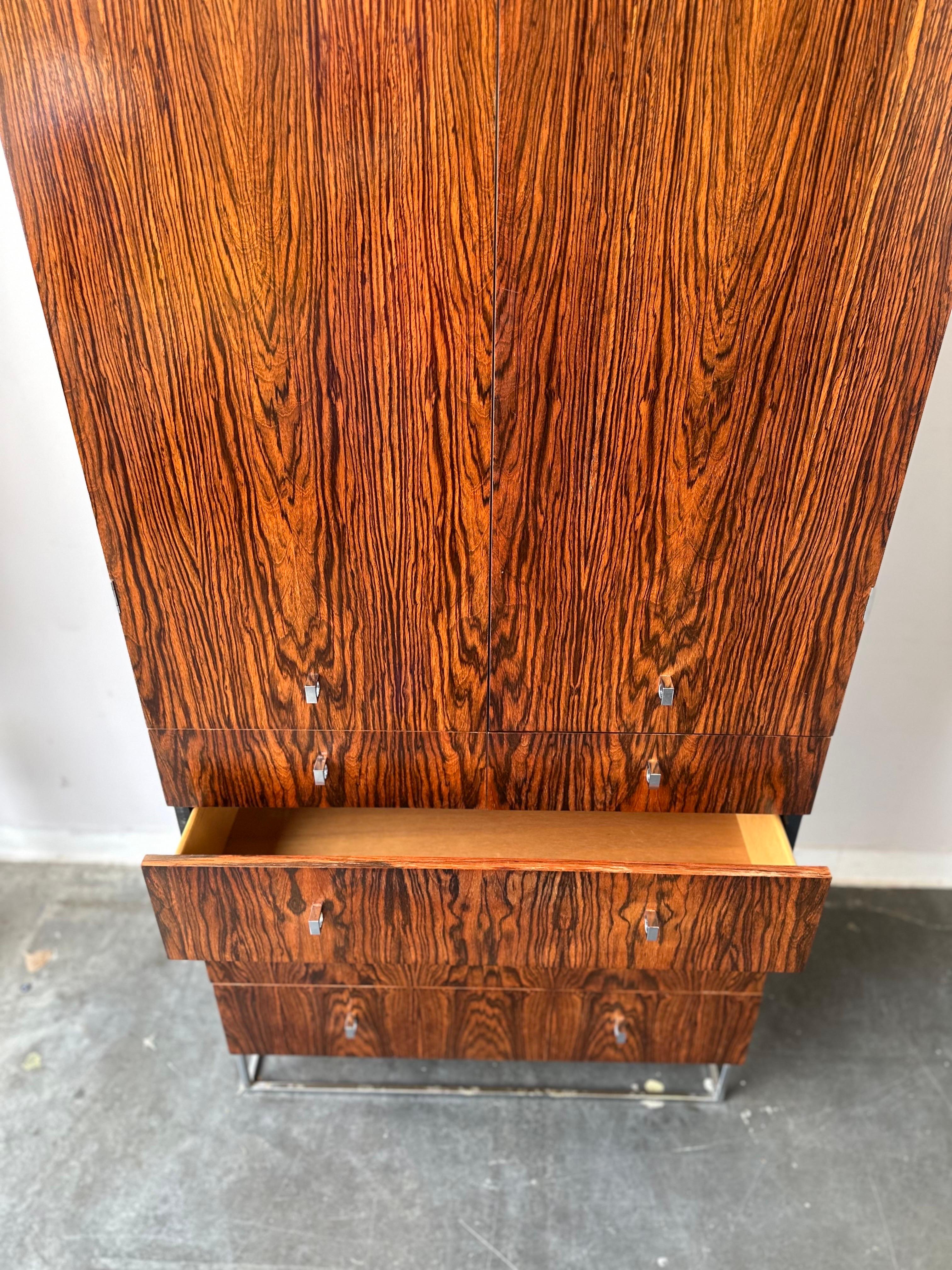 Mid Century Modern Rosewood and lacquer gentlemen’s chest , Roger rougier design In Good Condition In Sayreville, NJ