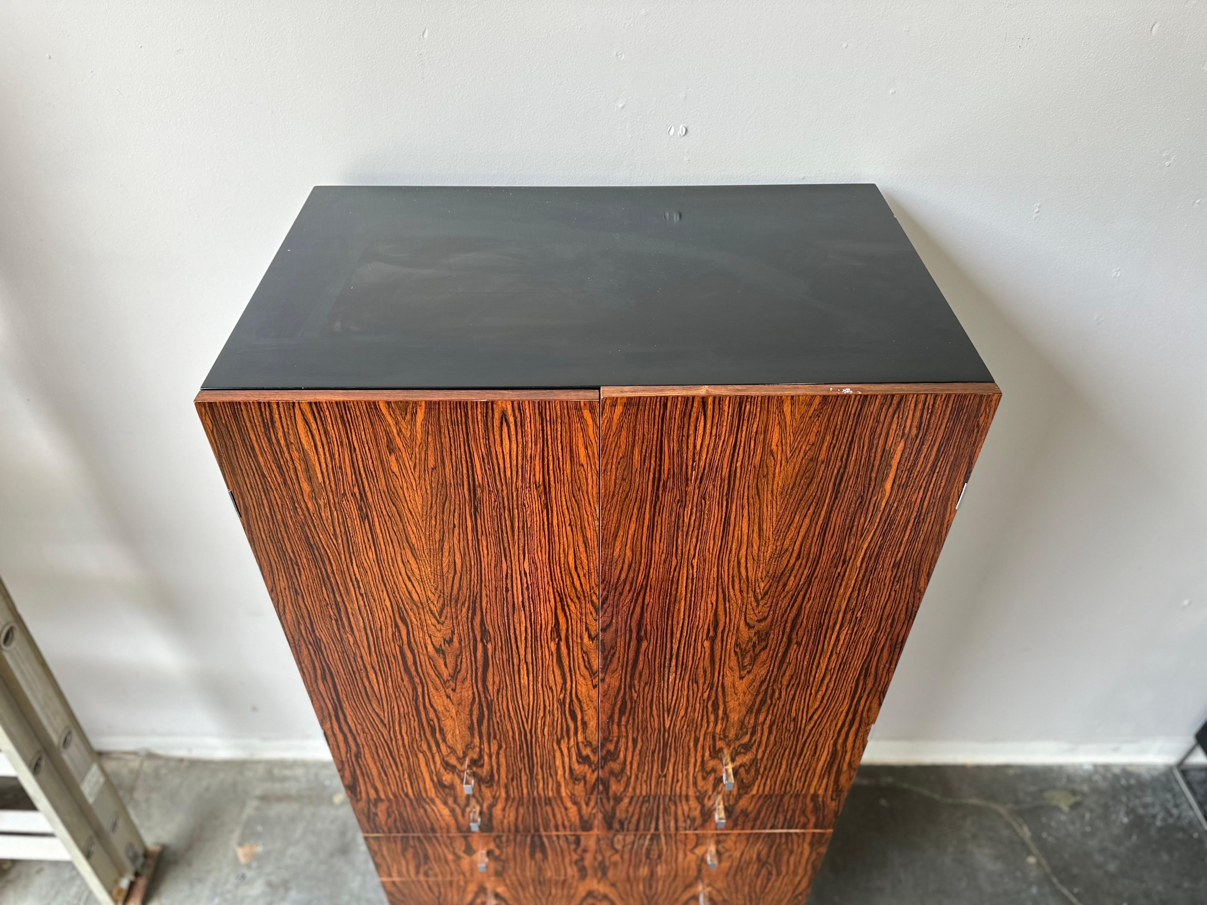 Mid Century Modern Rosewood and lacquer gentlemen’s chest , Roger rougier design 2