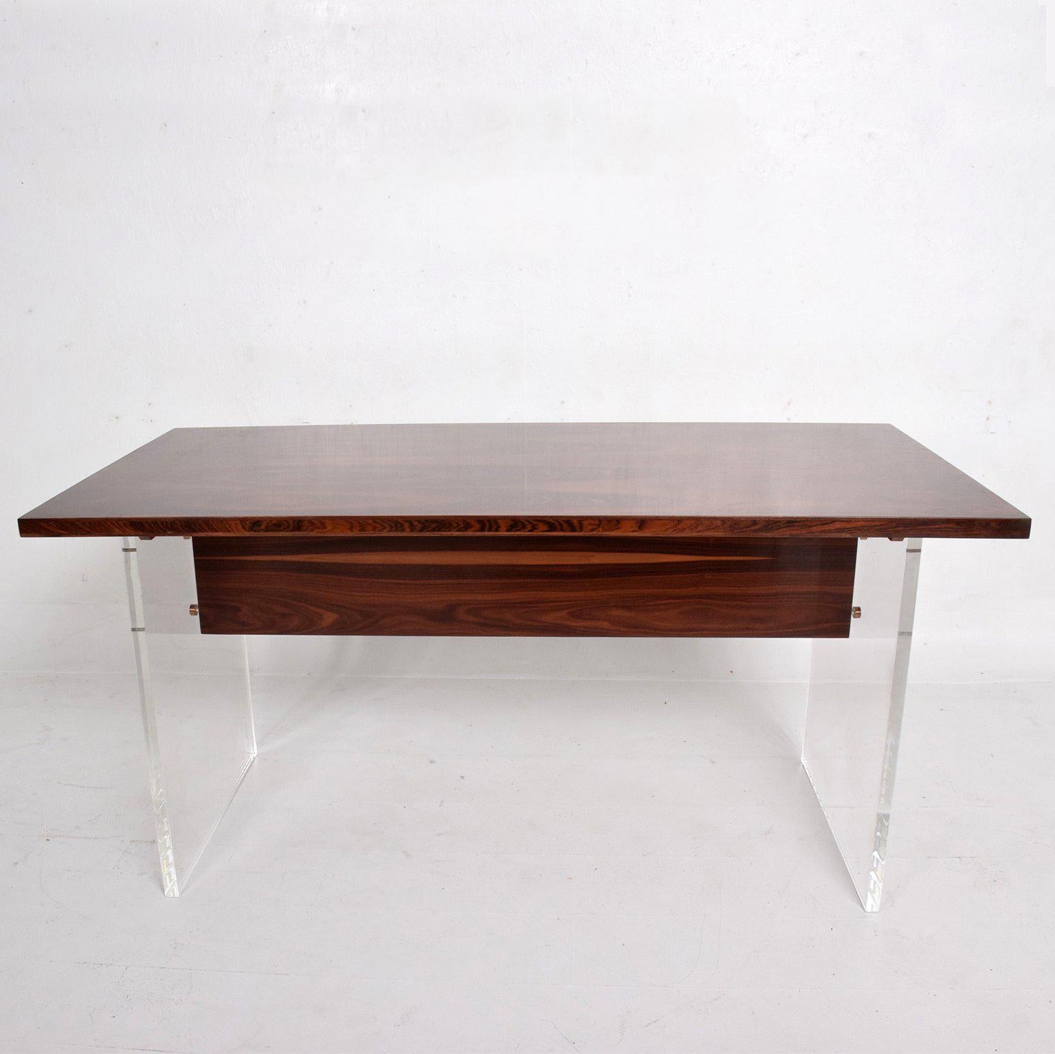 Scandinavian Modern Mid-Century Modern Rosewood and Lucite Table