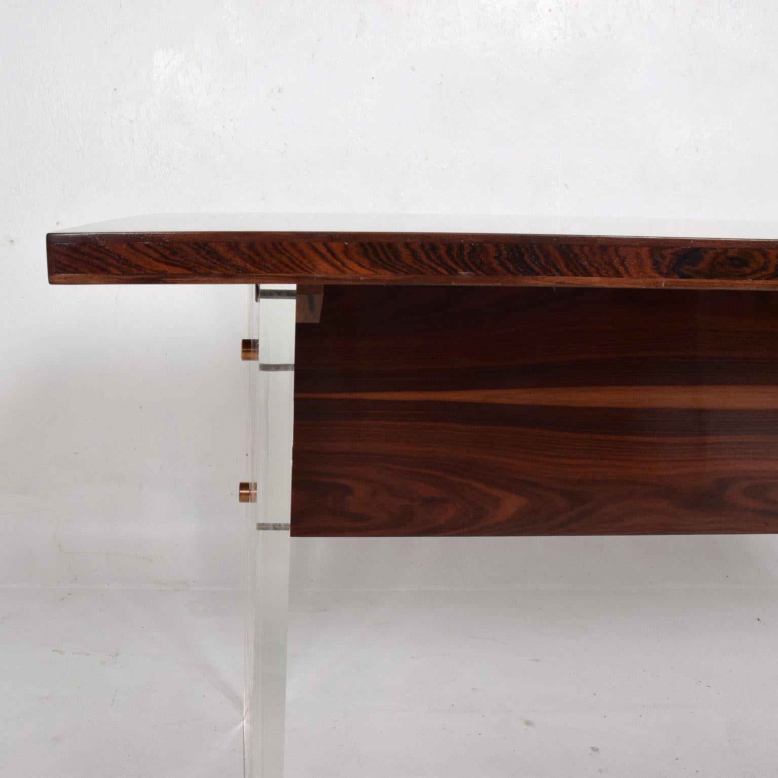 Brass Mid-Century Modern Rosewood and Lucite Table