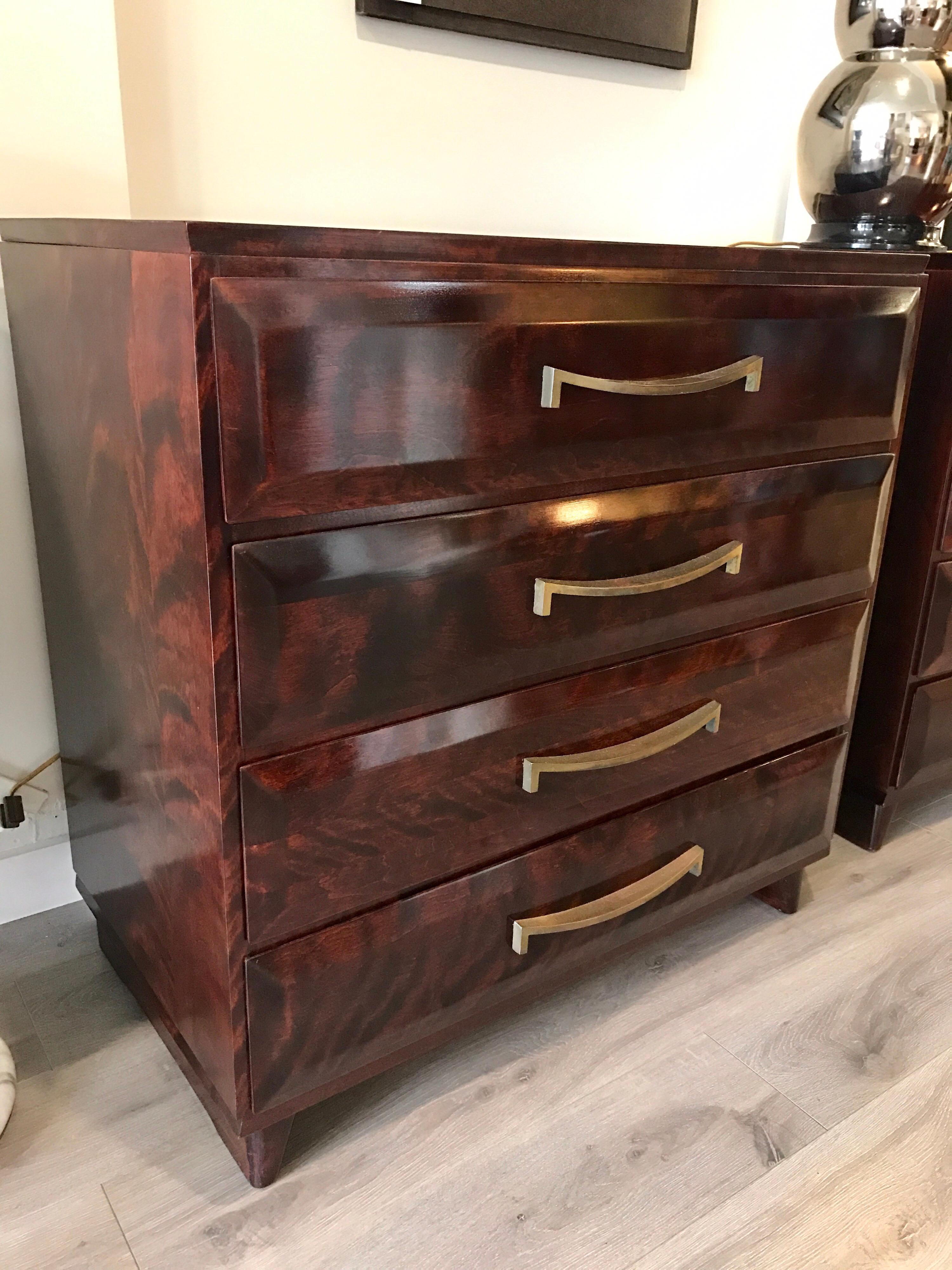 Rare Sweat Comings Co., VT vintage rosewood and mahogany chest of drawers/dresser with to die for brass hardware.
