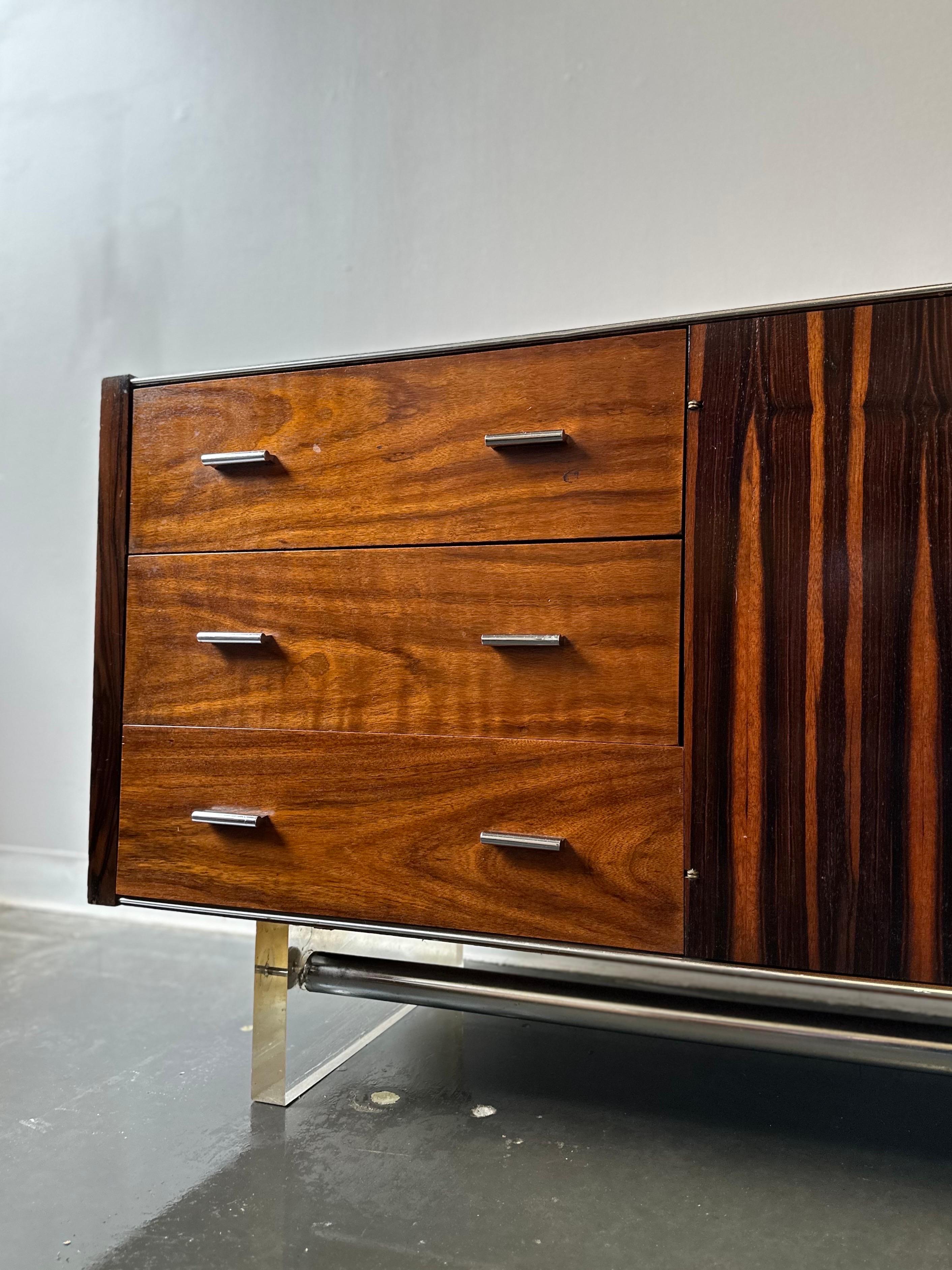 Lucite Mid Century Modern Rosewood and Walnut Dresser circa 1960