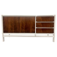 Mid-Century Modern Rosewood and White Lacquered Chest, Dresser, Sideboard