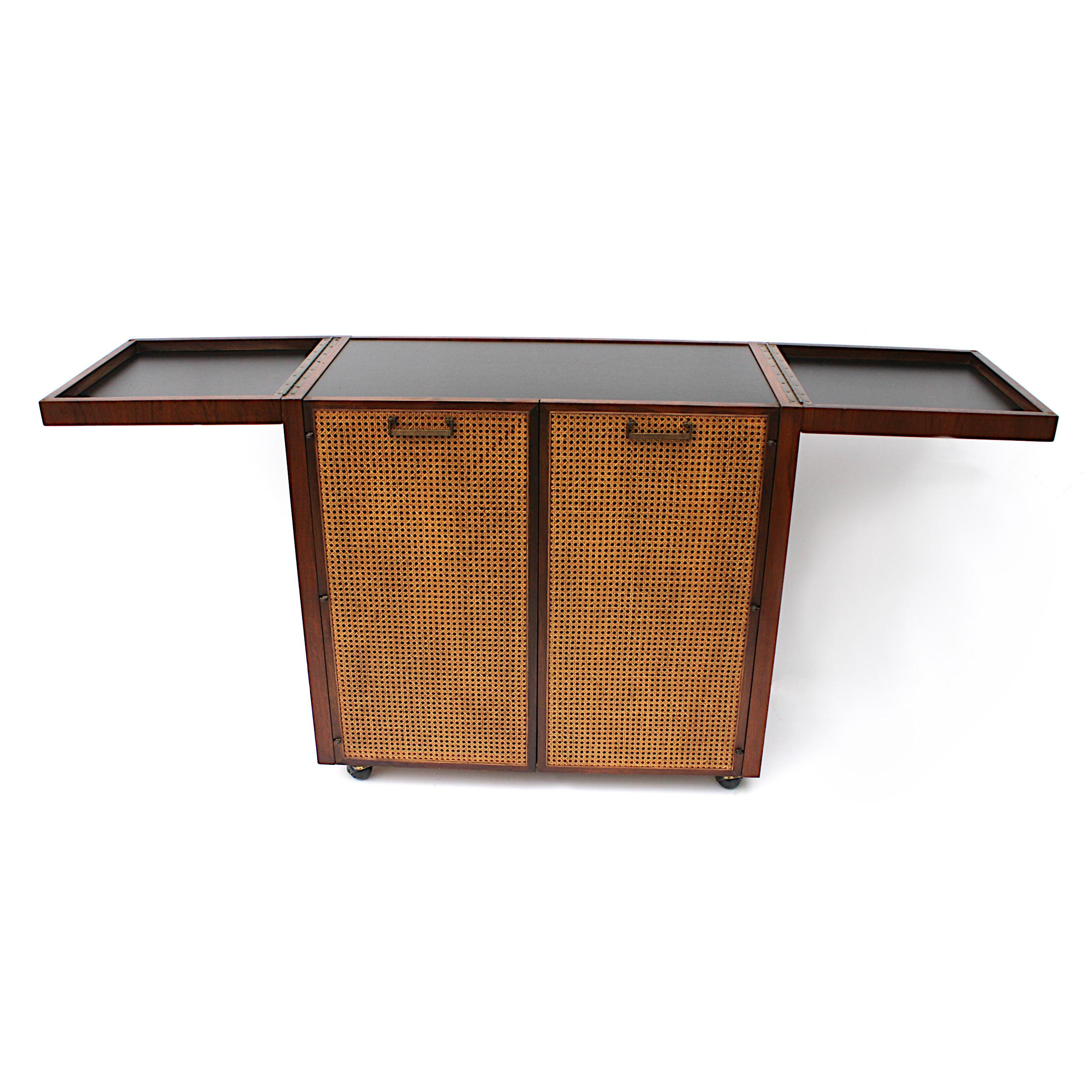 Cast Mid-Century Modern Rosewood Bar Serving Cart by Jack Cartwright for Founders