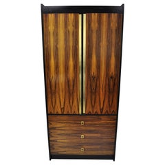 Vintage Mid-Century Modern Rosewood Black Laminate John Stuart Style Wardrobe Cabinet A