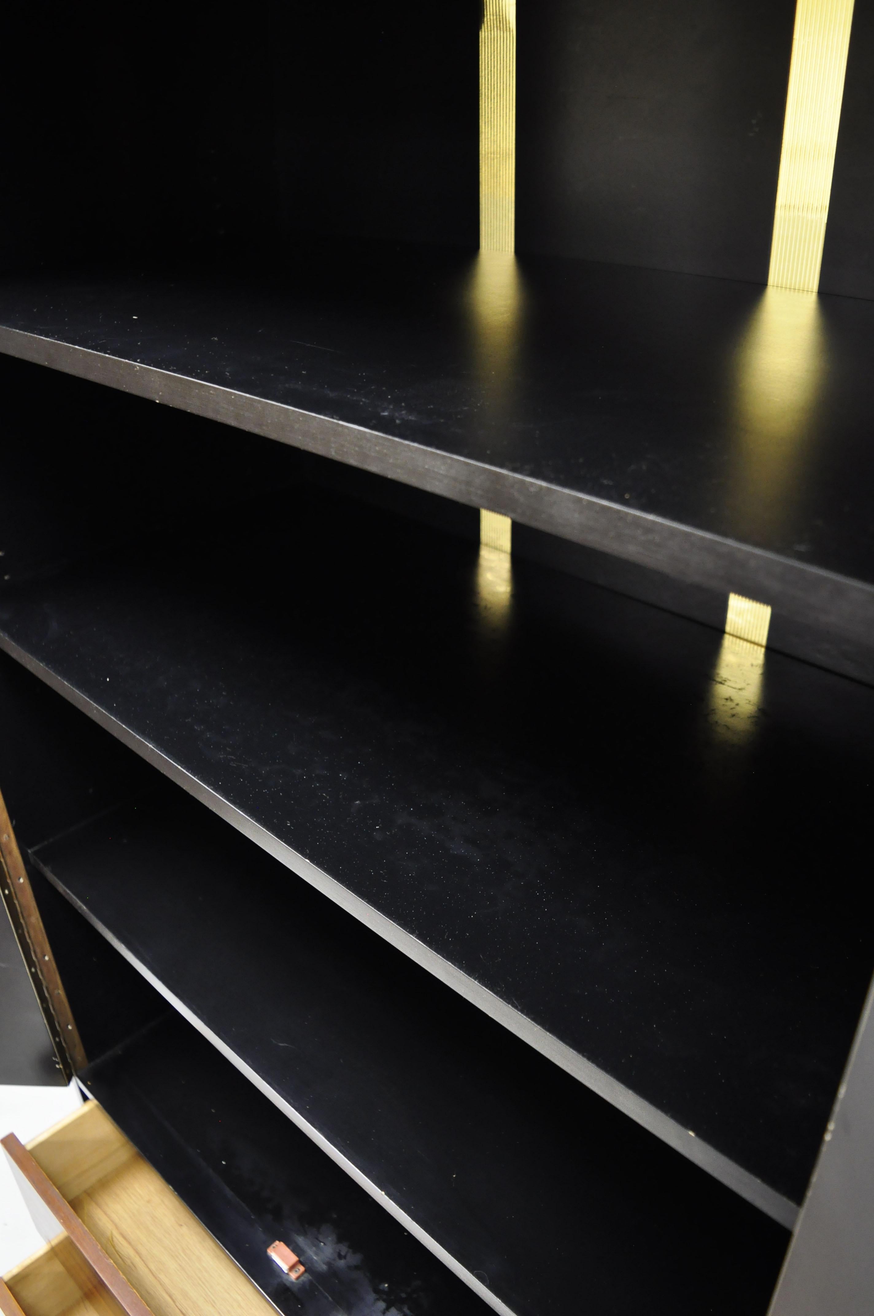 Mid-Century Modern Rosewood Black Laminate John Stuart Style Wardrobe Cabinet B 2