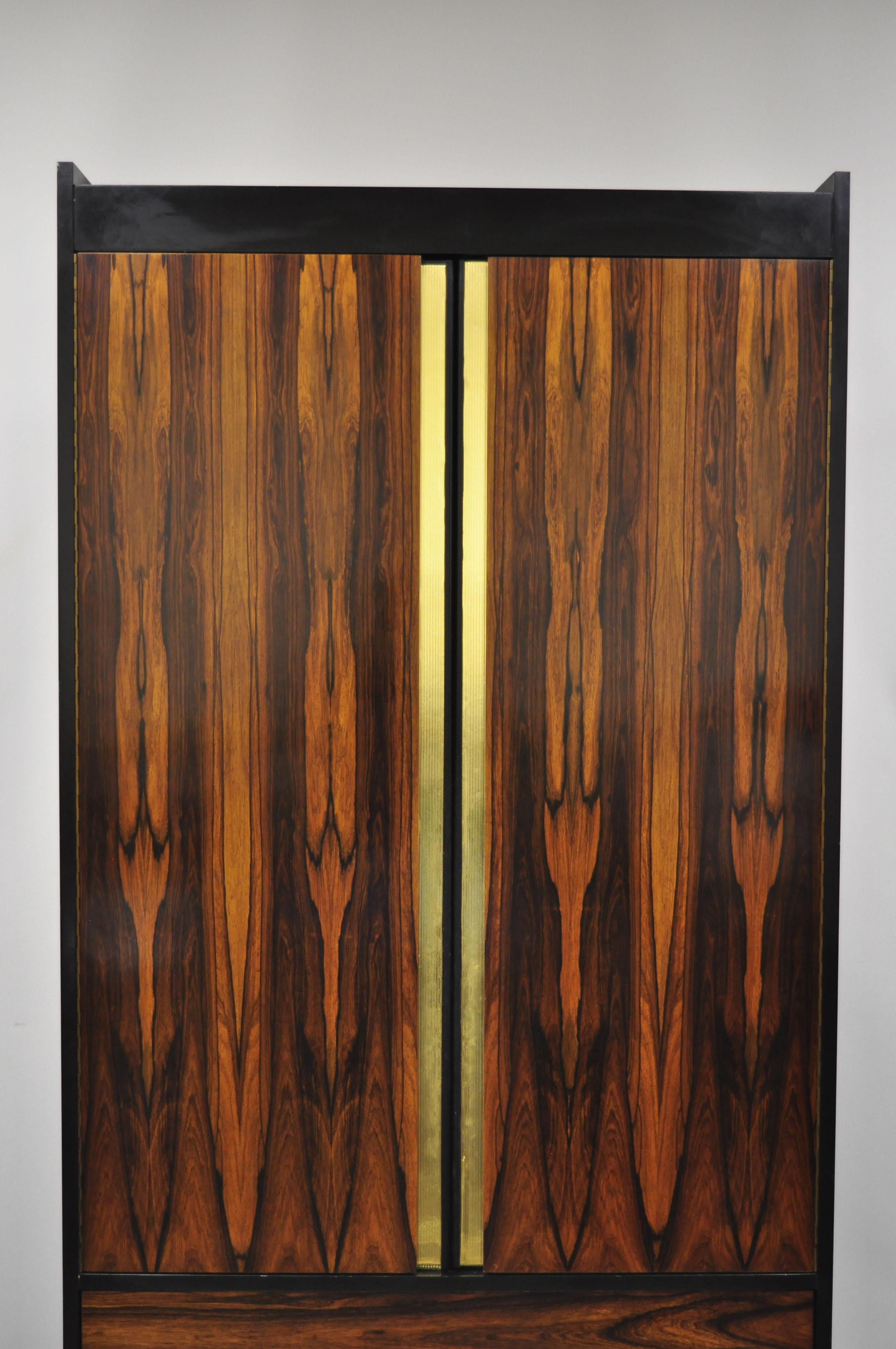 Mid-Century Modern Rosewood Black Laminate John Stuart Style Wardrobe Cabinet B 4